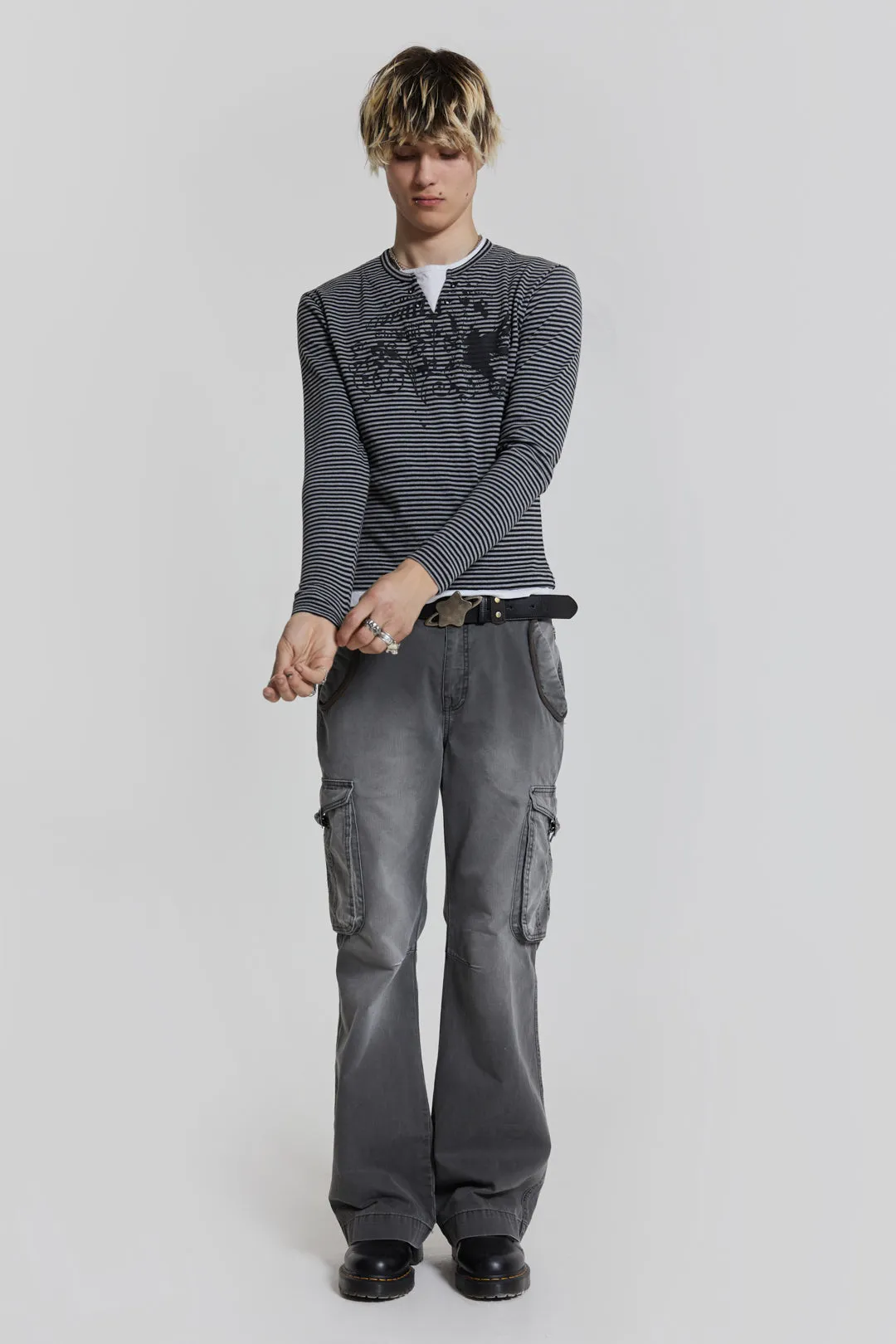 Grey Slub Denim Cargos sold by Jaded London product image thumbnail 2