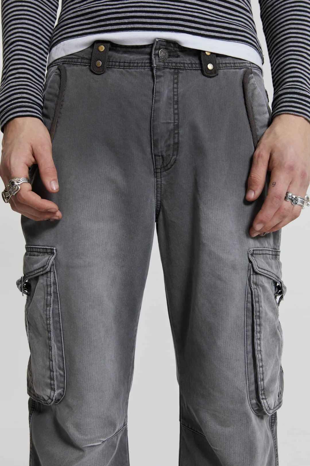 Grey Slub Denim Cargos sold by Jaded London product image thumbnail 5