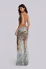 Vida Backless Maxi Dress With Shell Trim in Marine sold by Jaded London