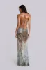Vida Backless Maxi Dress With Shell Trim in Marine sold by Jaded London