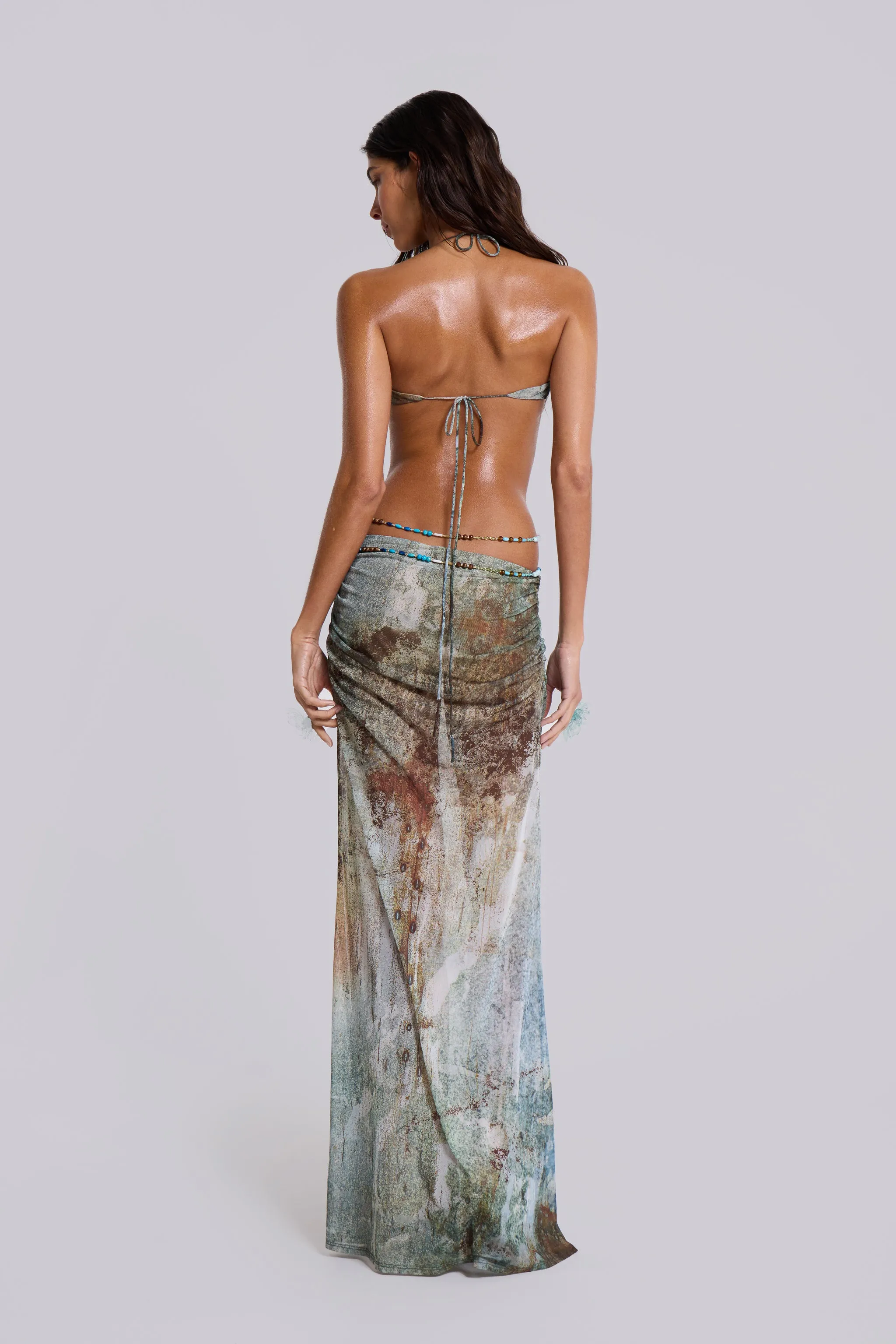 Vida Backless Maxi Dress With Shell Trim in Marine sold by Jaded London product image thumbnail 2