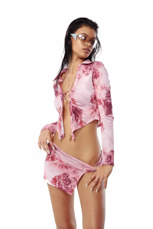 Vintage Rose Ruffle Shirt sold by Jaded London