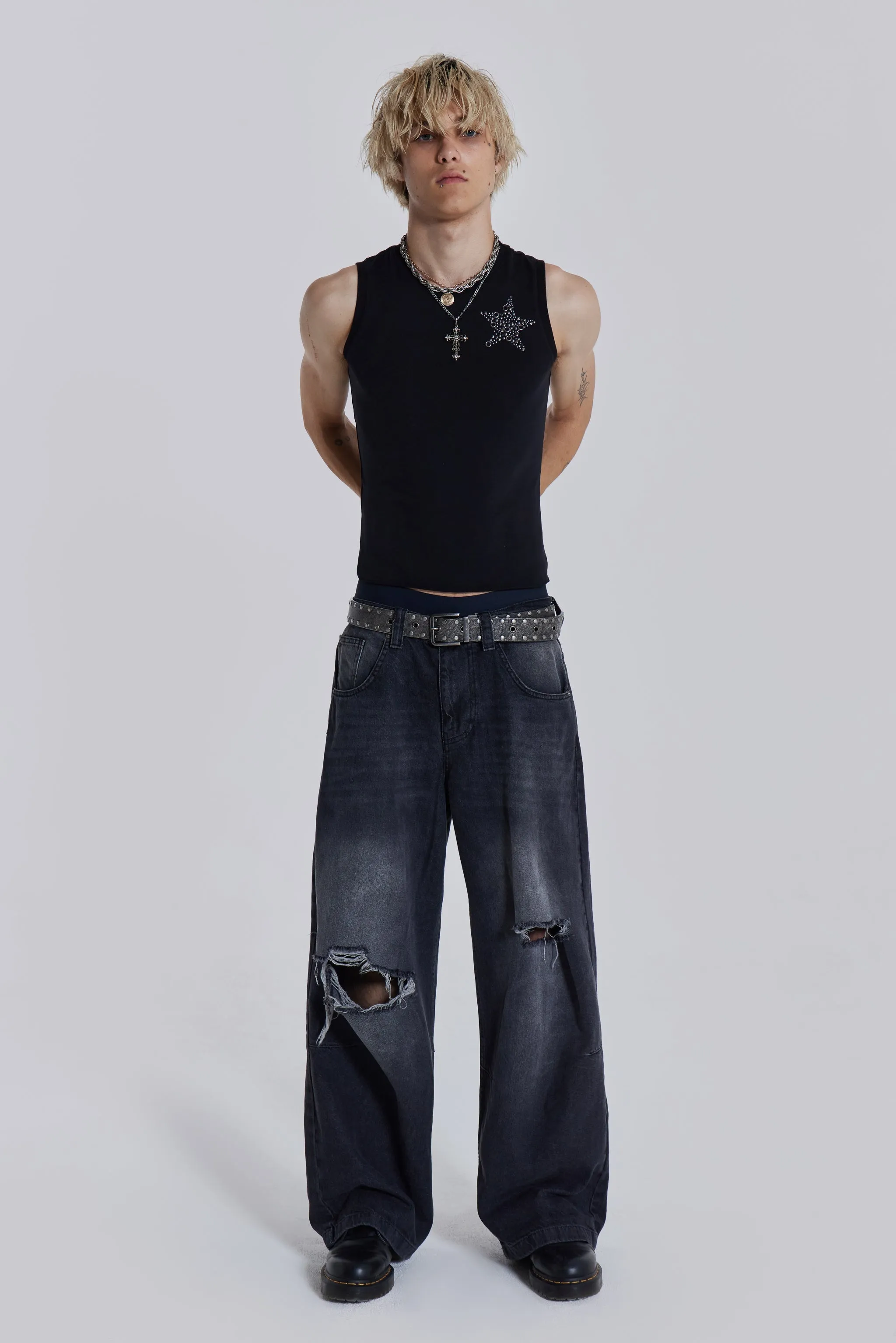 Washed Black Busted Colossus Baggy Jeans sold by Jaded London product image thumbnail 2