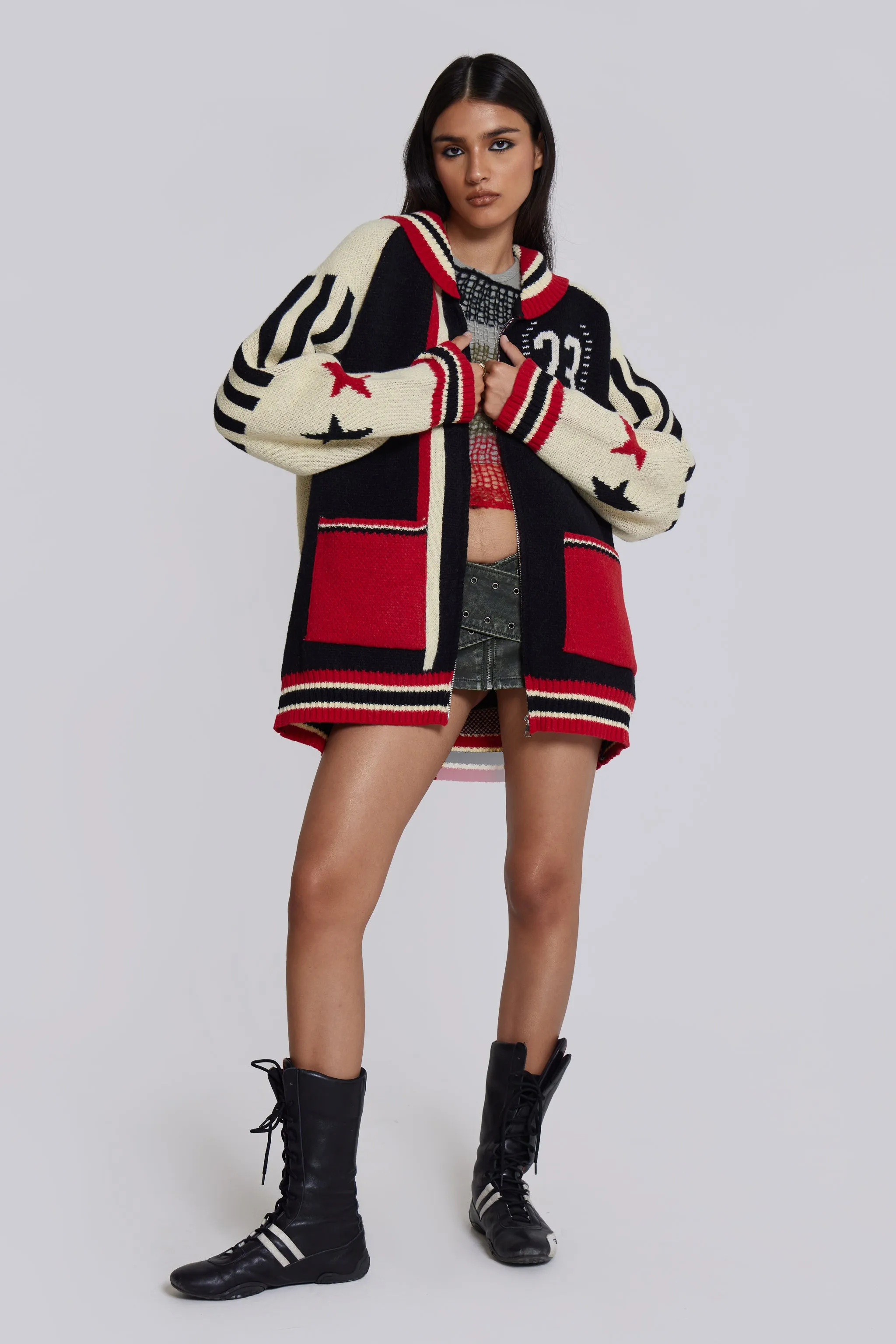 Team 23 Knitted Zip Through sold by Jaded London product image thumbnail 4