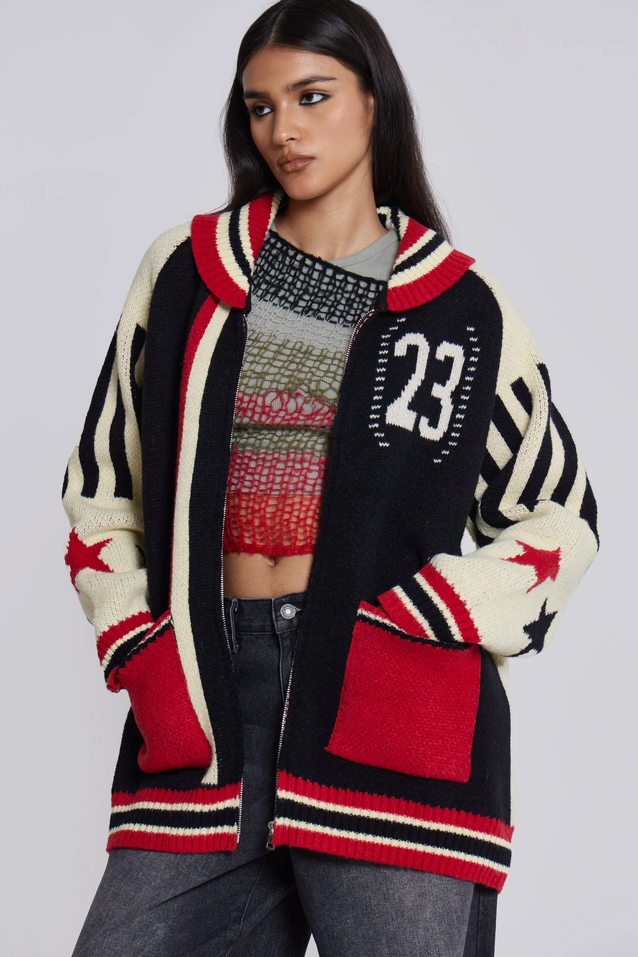 Team 23 Knitted Zip Through sold by Jaded London product image thumbnail 5