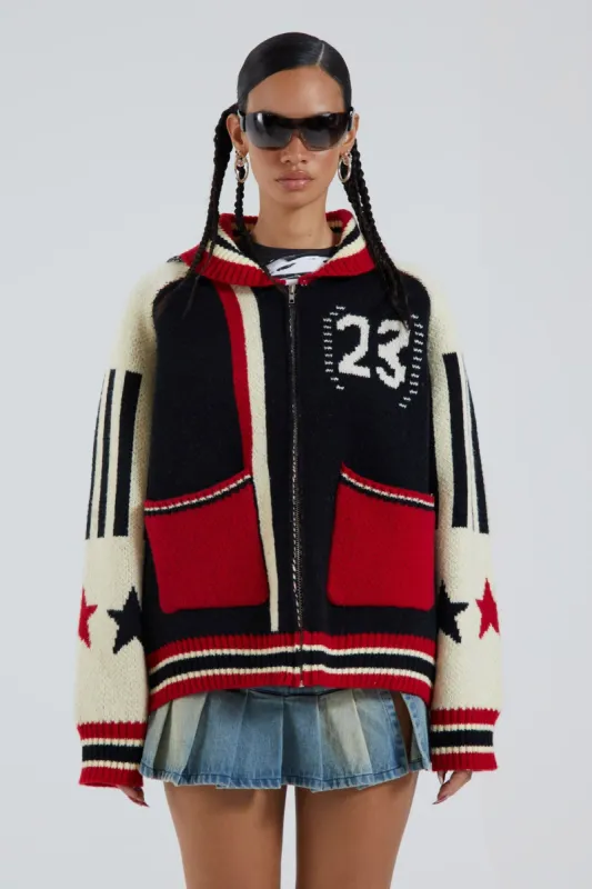 Team 23 Knitted Zip Through sold by Jaded London