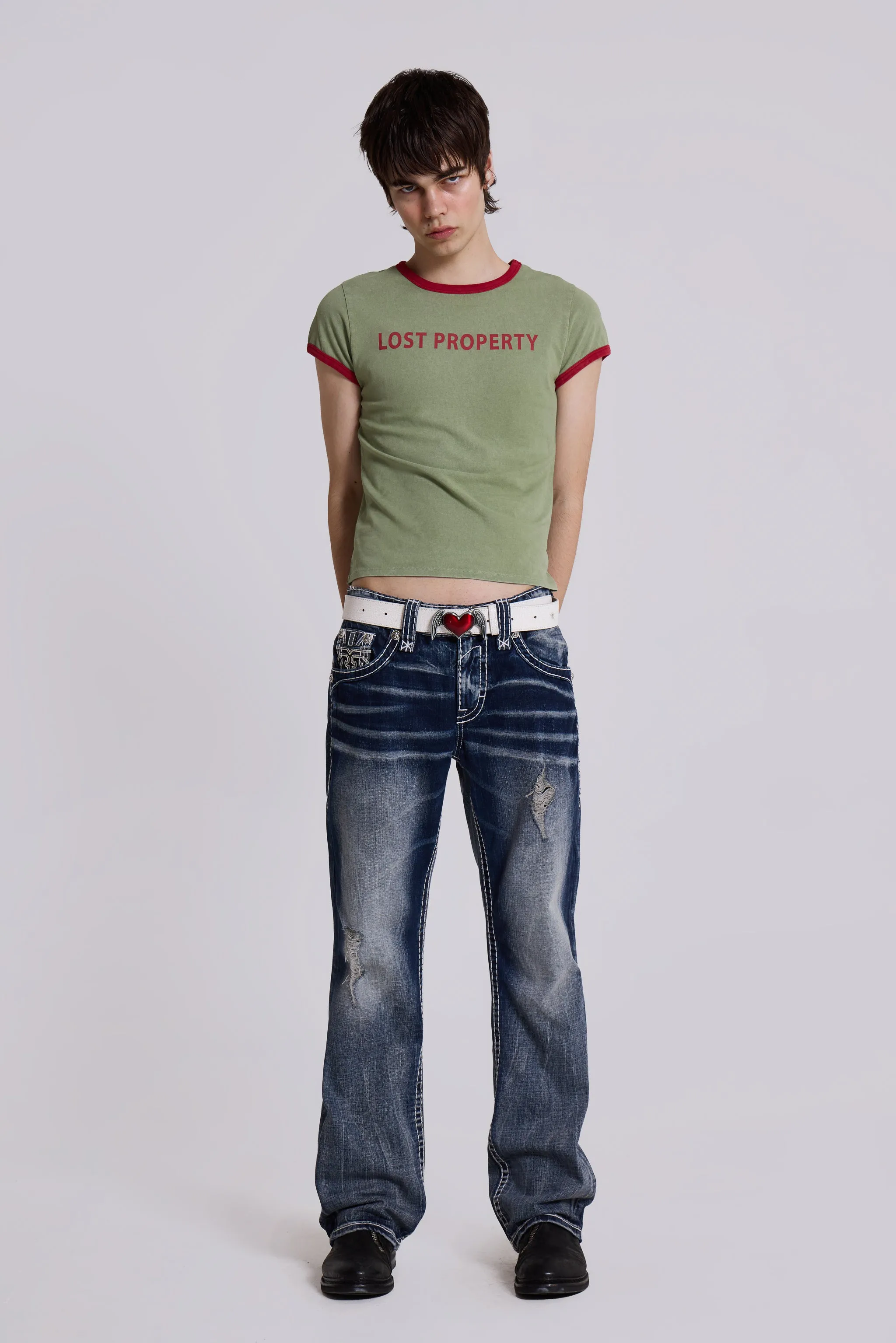 Rock Revival Mid Blue Gwen Flared Jeans sold by Jaded London product image thumbnail 2