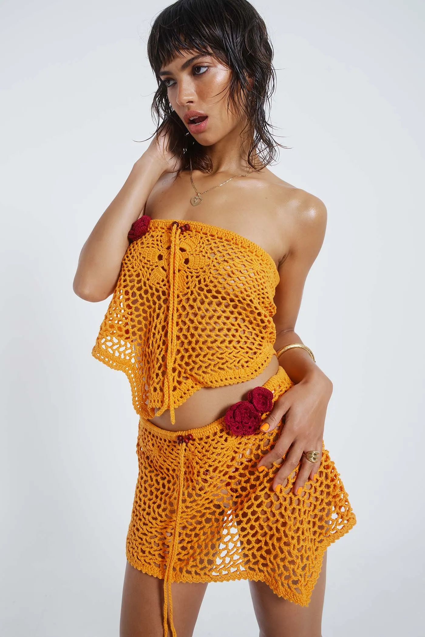 Honolulu Asymmetric Crochet Mini Skirt sold by Jaded London product image thumbnail 5