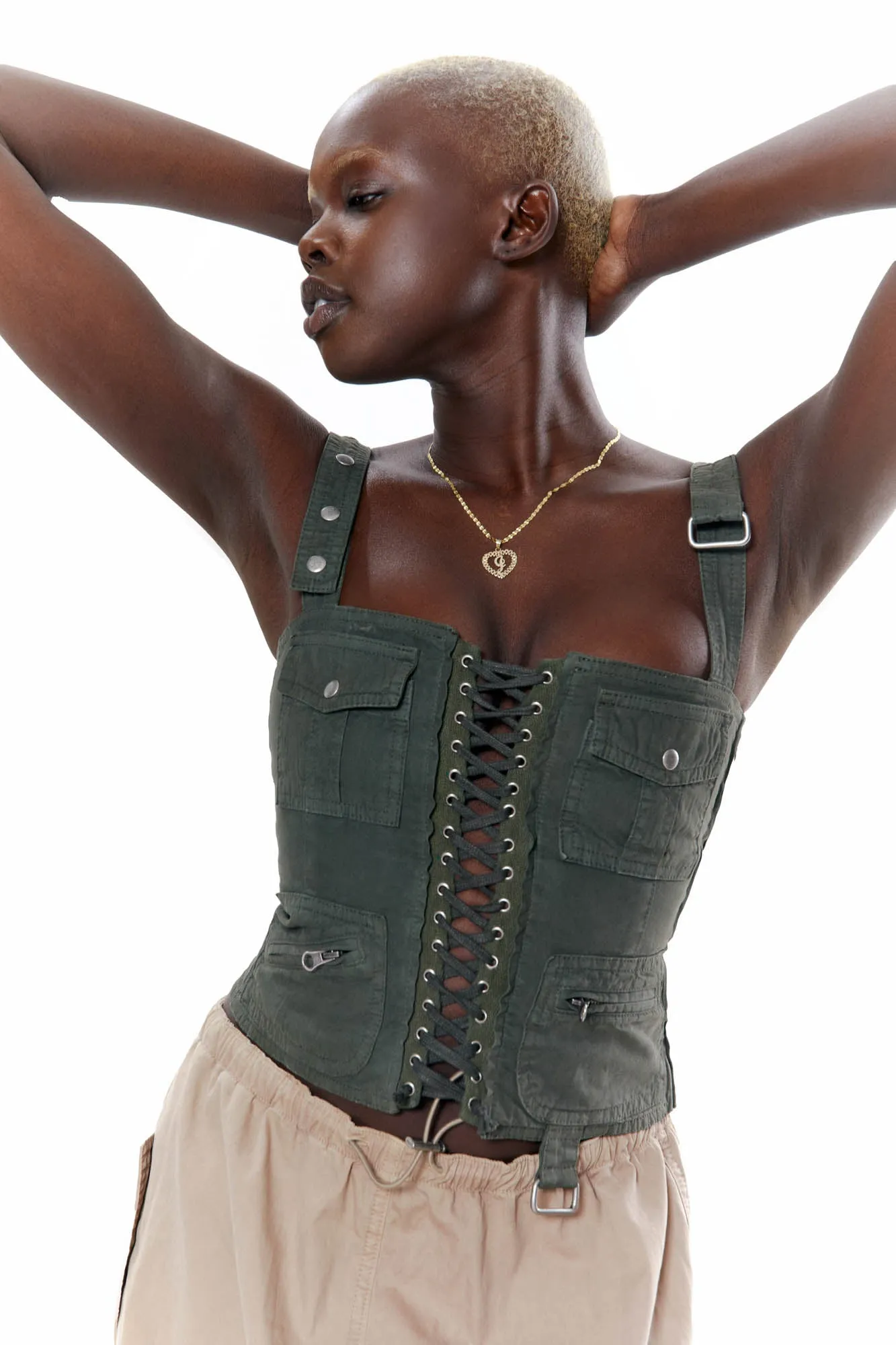 Khaki Cargo Corset sold by Jaded London product image thumbnail 4