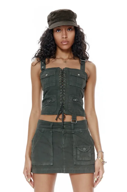 Khaki Cargo Corset sold by Jaded London