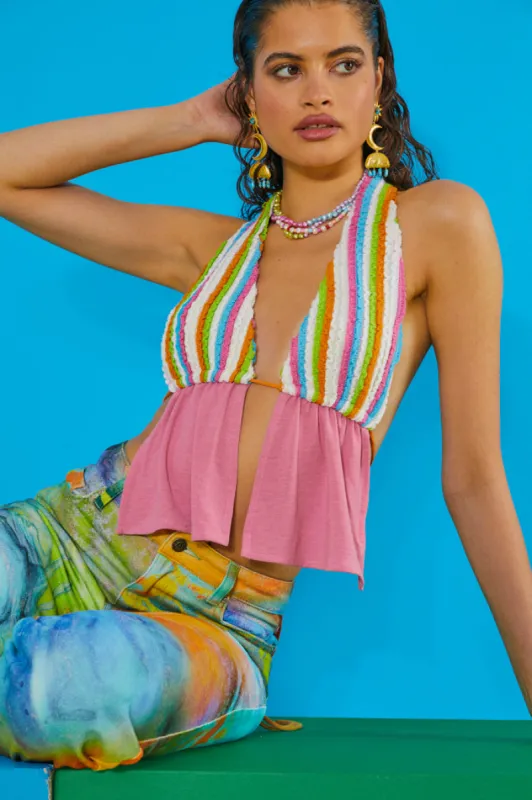 Knit Mix Halter Top sold by Jaded London