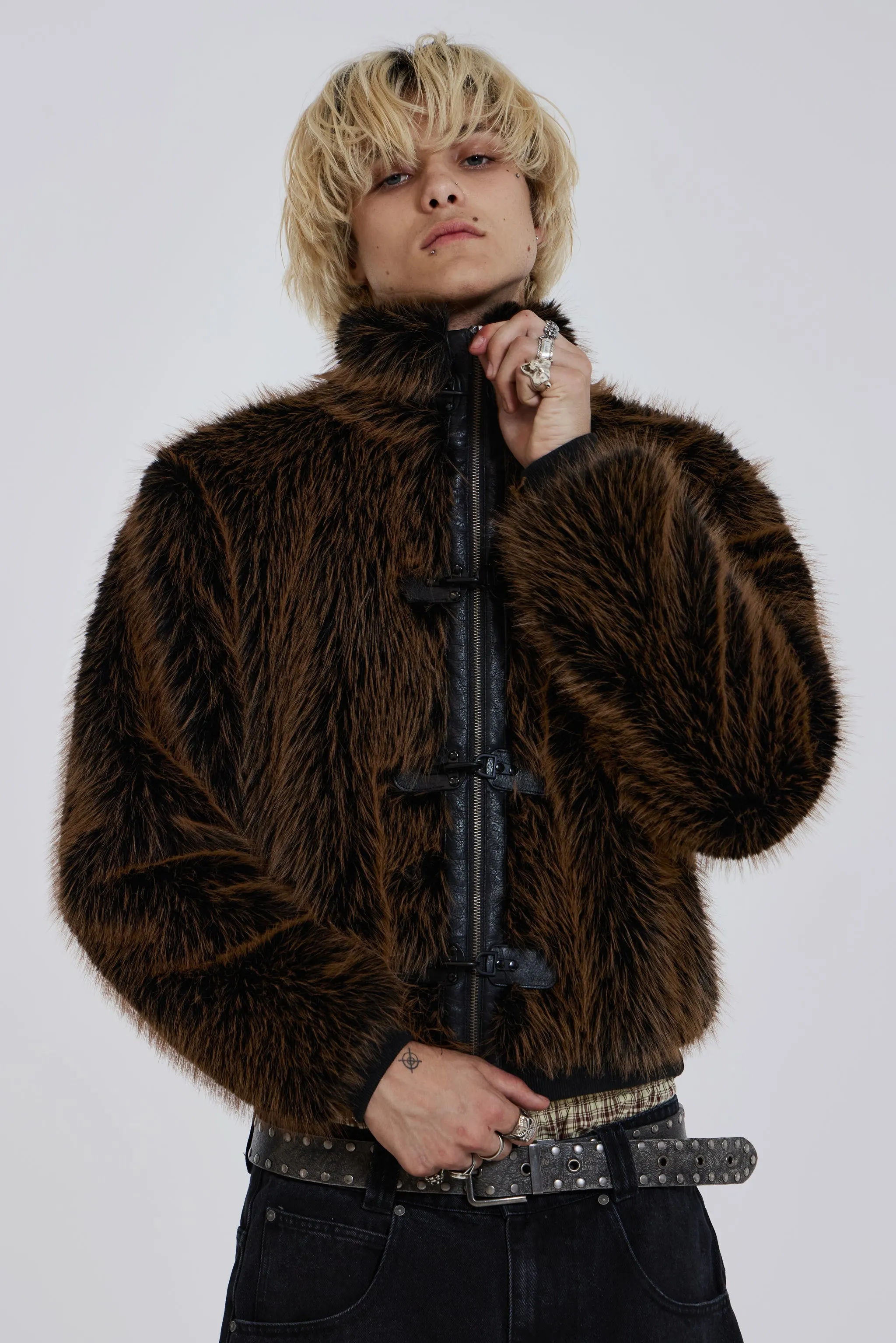 Jaded London Brown Mendoza Faux Fur Jacket | Parallel