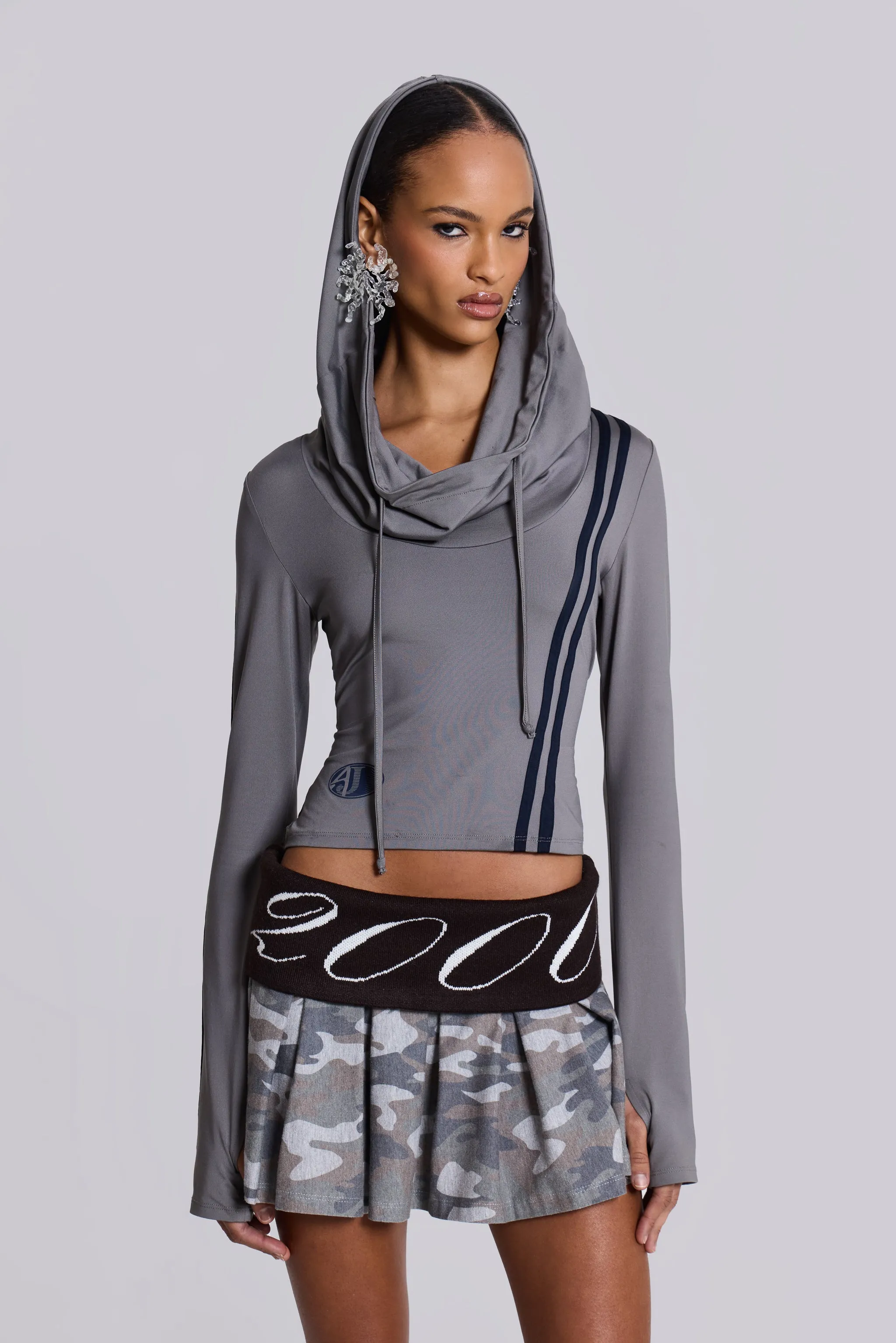 Trackstar Hooded Cowl Top sold by Jaded London