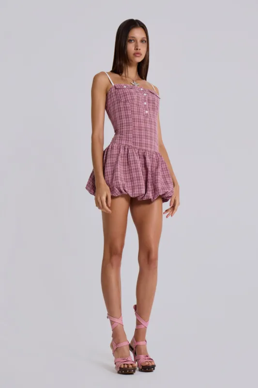 Ava Checked Puffball Dress made by Jaded London