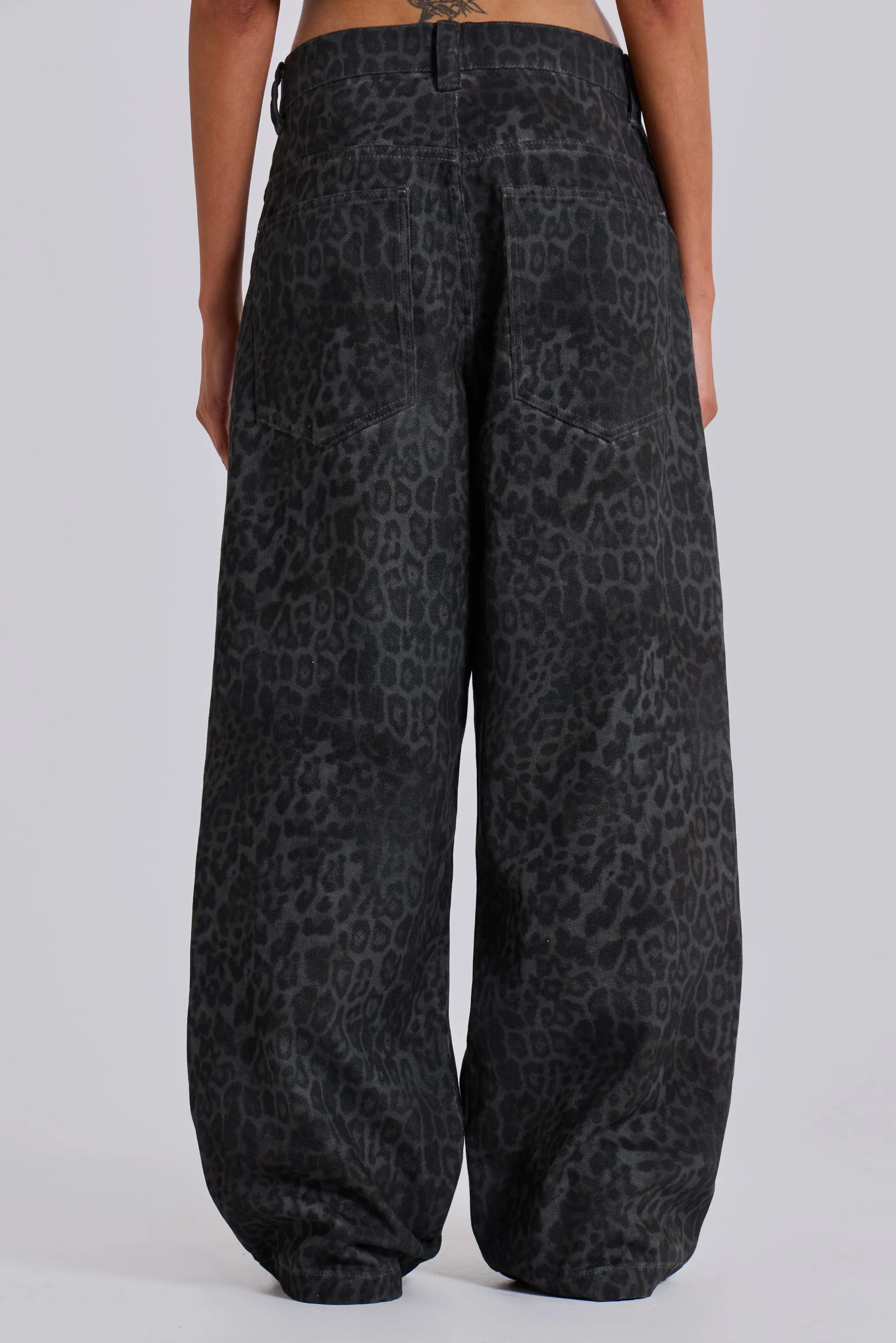 Jaded London Charcoal Leopard Fade Colossus Jeans | Parallel