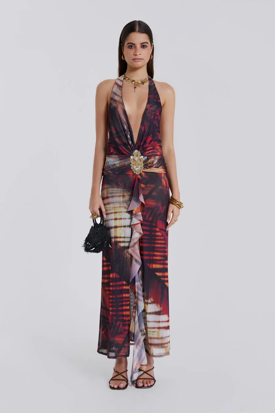 Cindy Plunge Maxi Dress In Red sold by Jaded London product image thumbnail 3