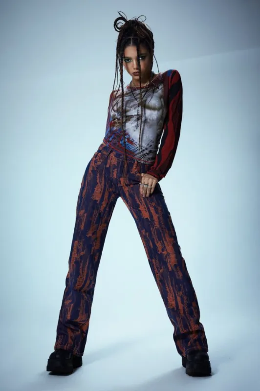 Laddered Low Waist Jeans sold by Jaded London