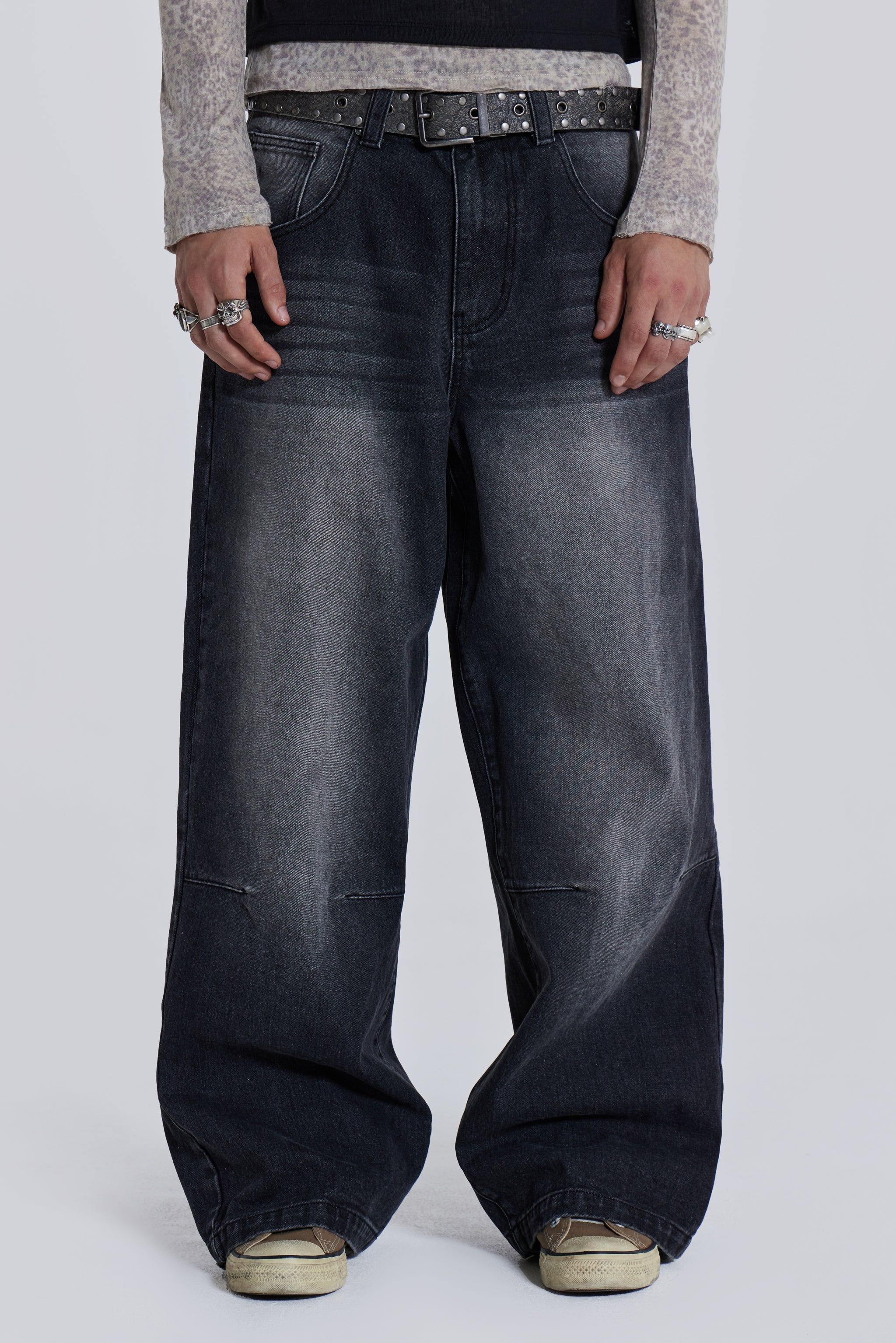 Washed Black Colossus Jeans sold by Jaded London
