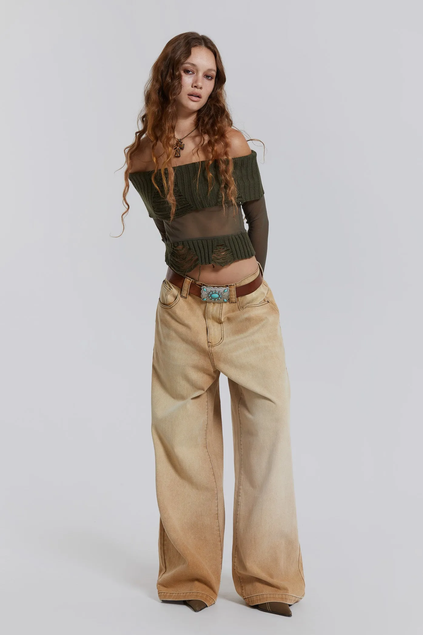 Sand Colossus Baggy Jeans sold by Jaded London product image thumbnail 4