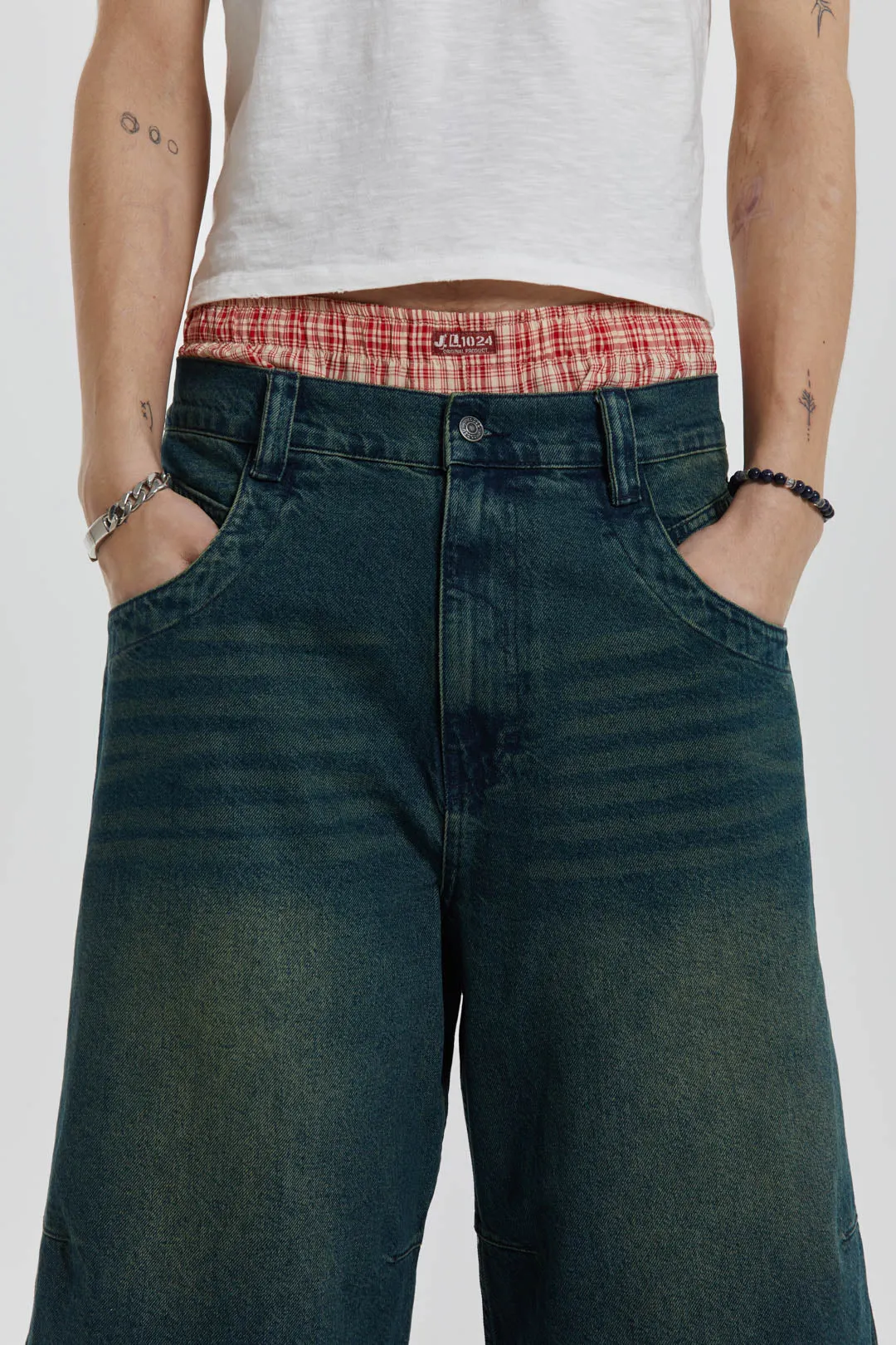 Axle Sandblast Denim Jorts sold by Jaded London product image thumbnail 5