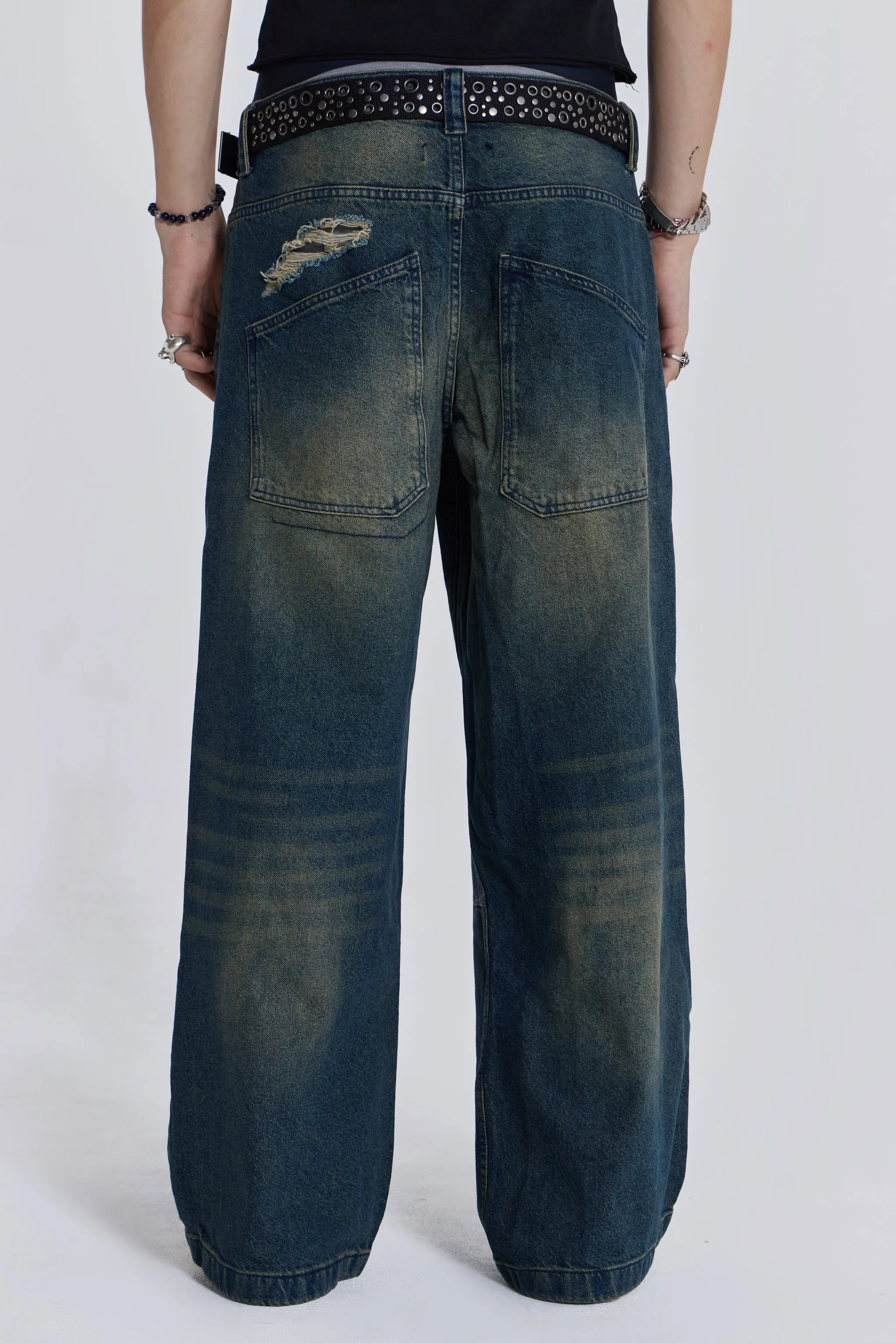 Washed Blue Busted Colossus Jeans sold by Jaded London product image thumbnail 3