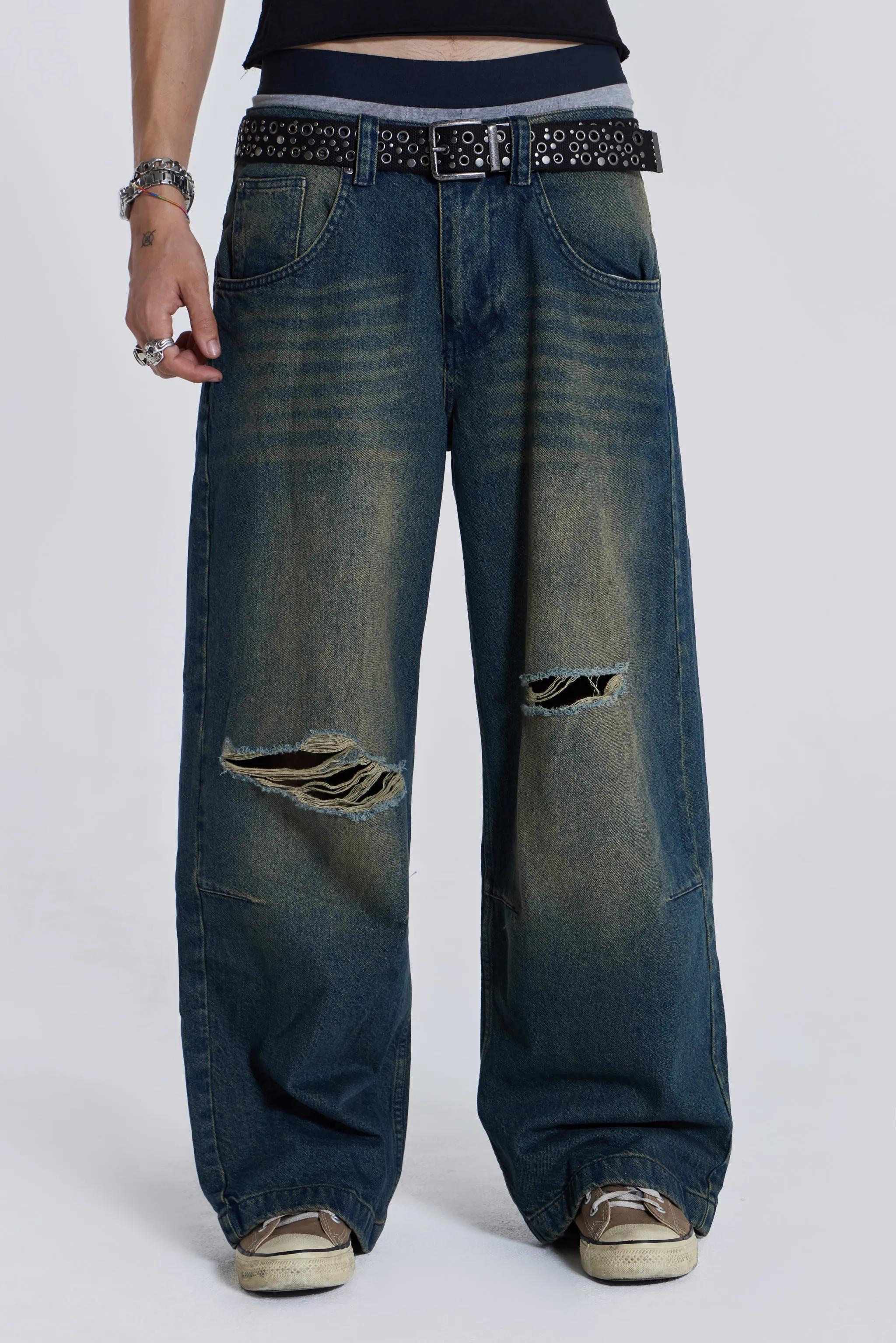 Washed Blue Busted Colossus Jeans sold by Jaded London product image thumbnail 5