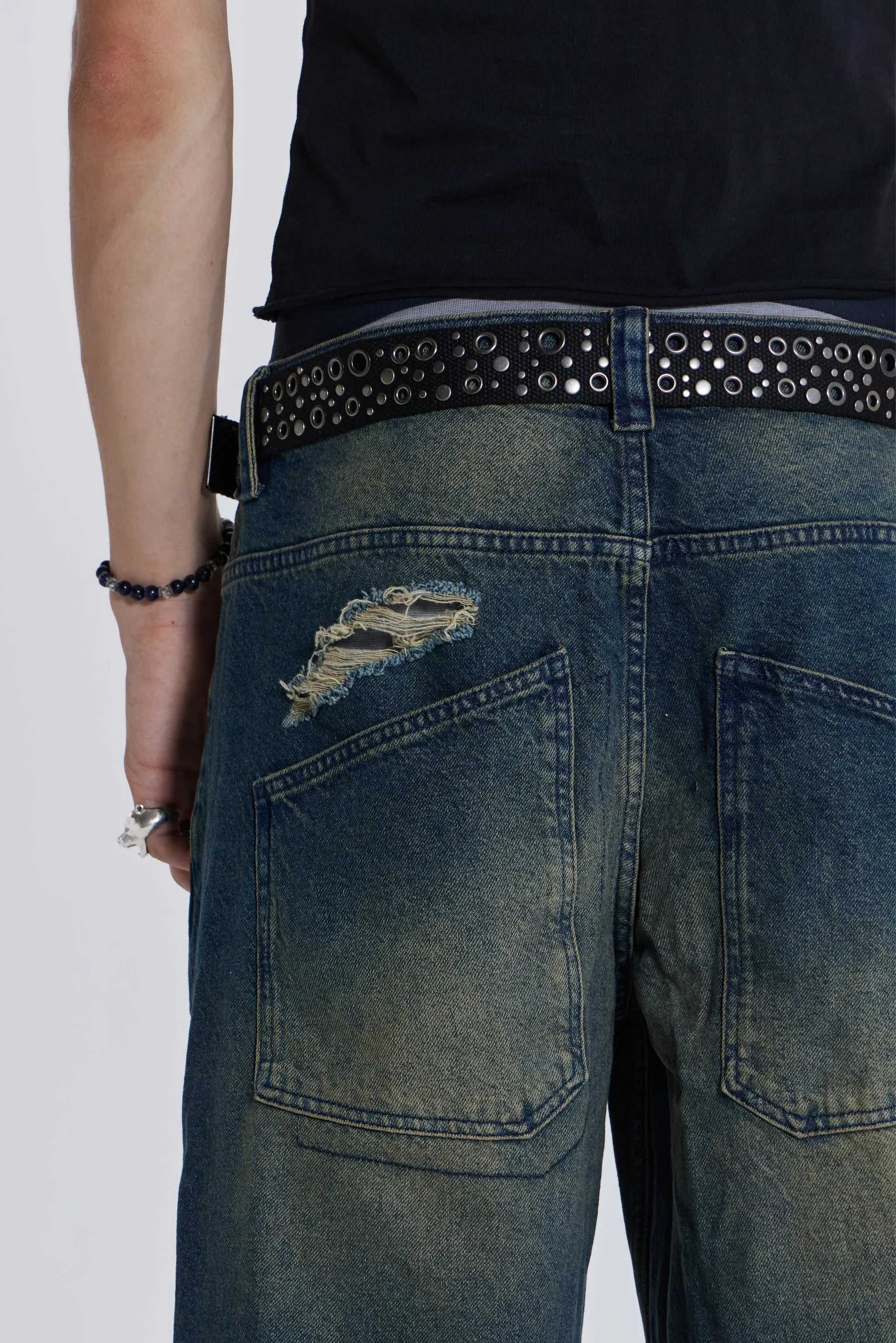 Washed Blue Busted Colossus Jeans sold by Jaded London product image thumbnail 4