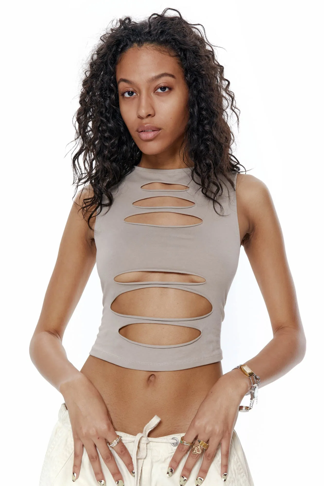 Slash Top In Taupe sold by Jaded London product image thumbnail 5