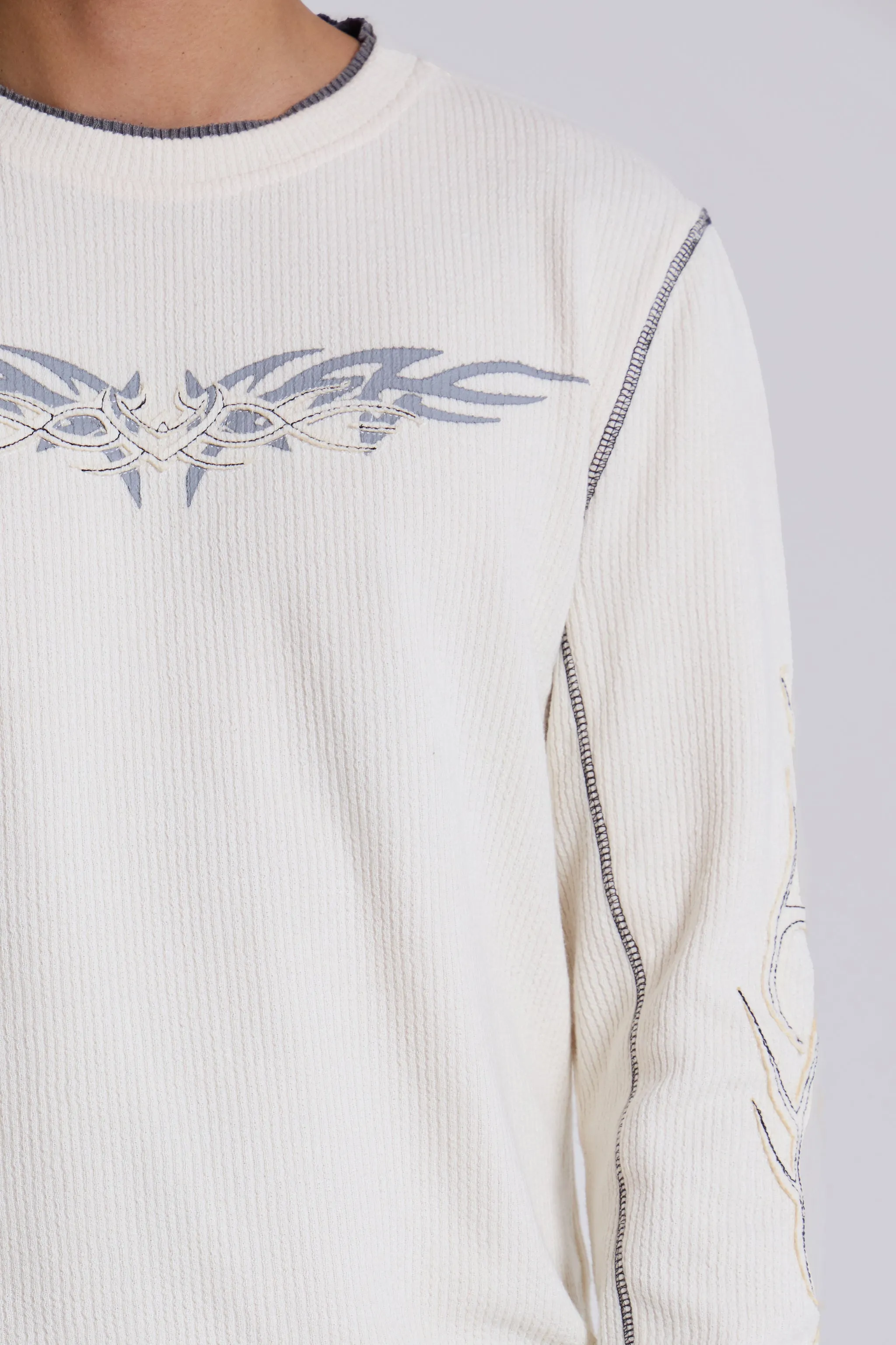 Off White Tattoo Applique Tee sold by Jaded London product image thumbnail 5