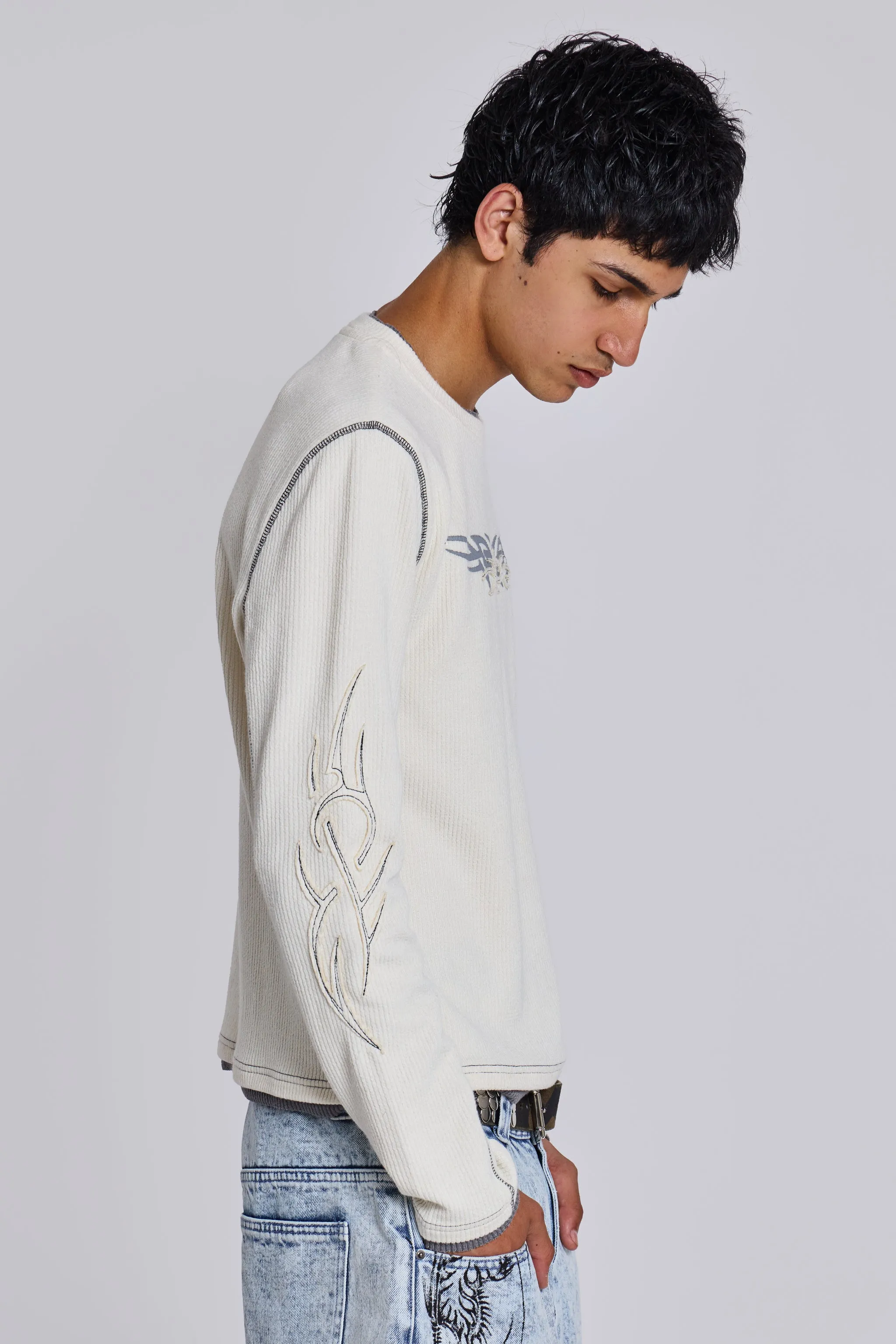 Off White Tattoo Applique Tee sold by Jaded London product image thumbnail 4