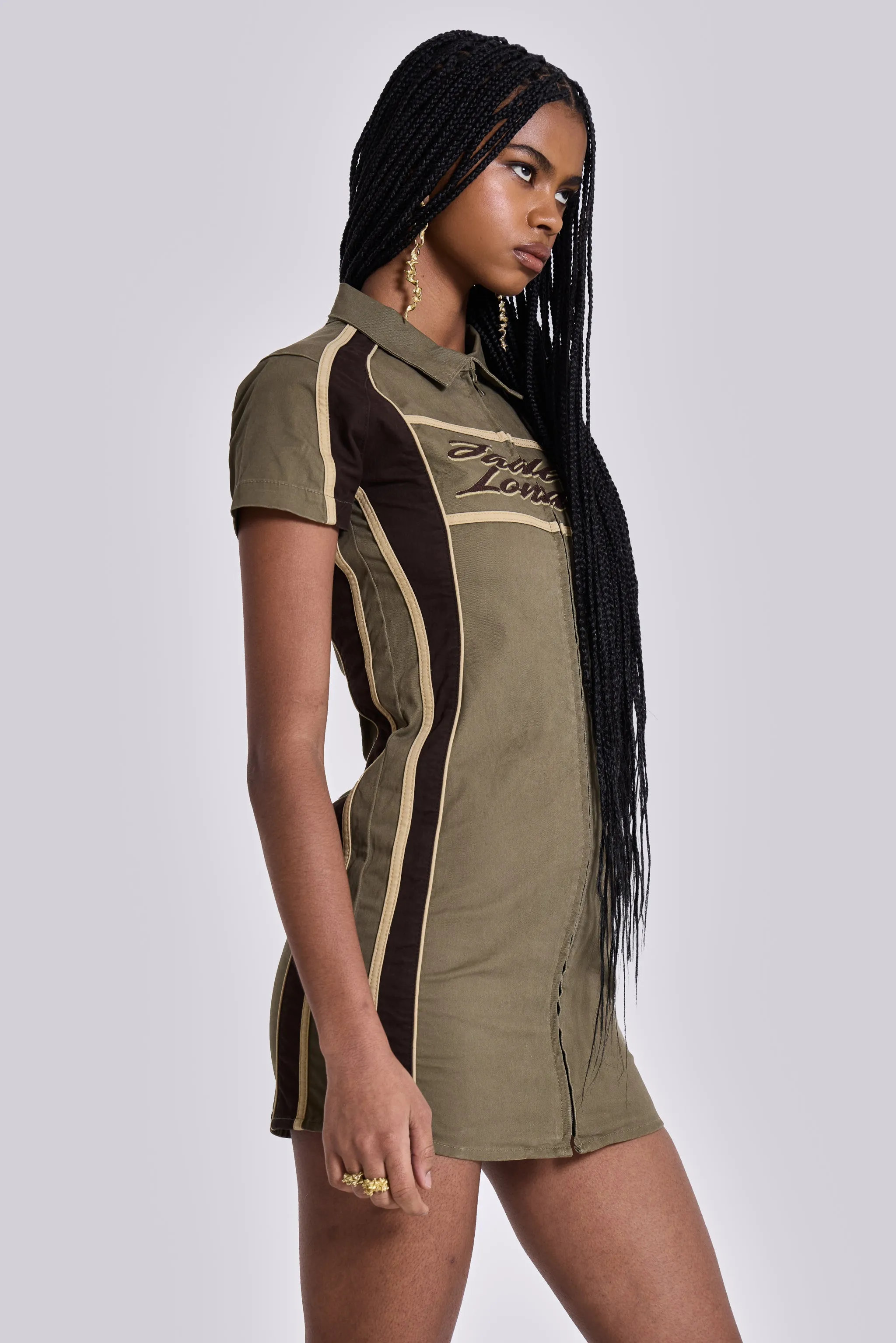 Racer Dress in Khaki sold by Jaded London product image thumbnail 2