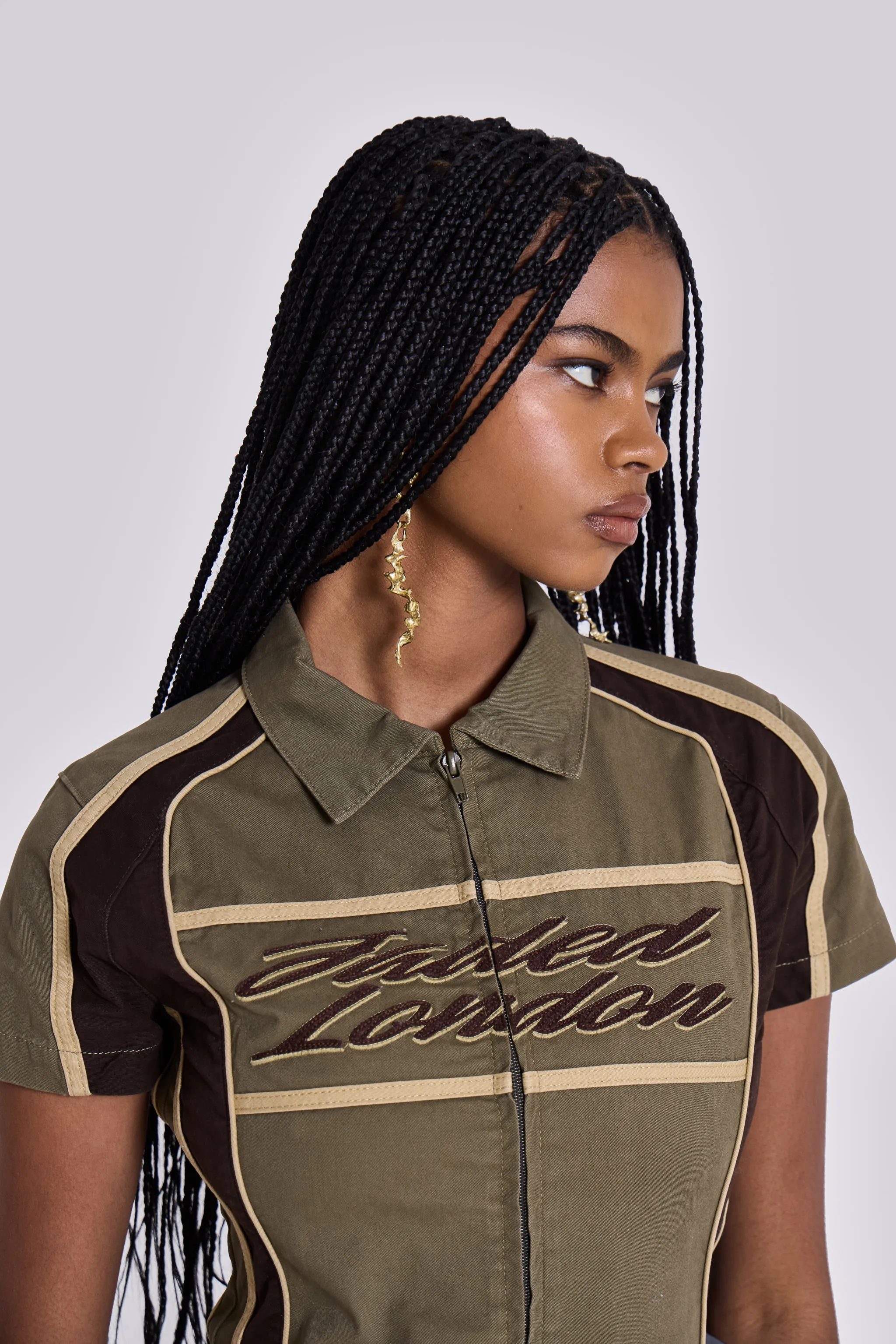 Racer Dress in Khaki sold by Jaded London product image thumbnail 4