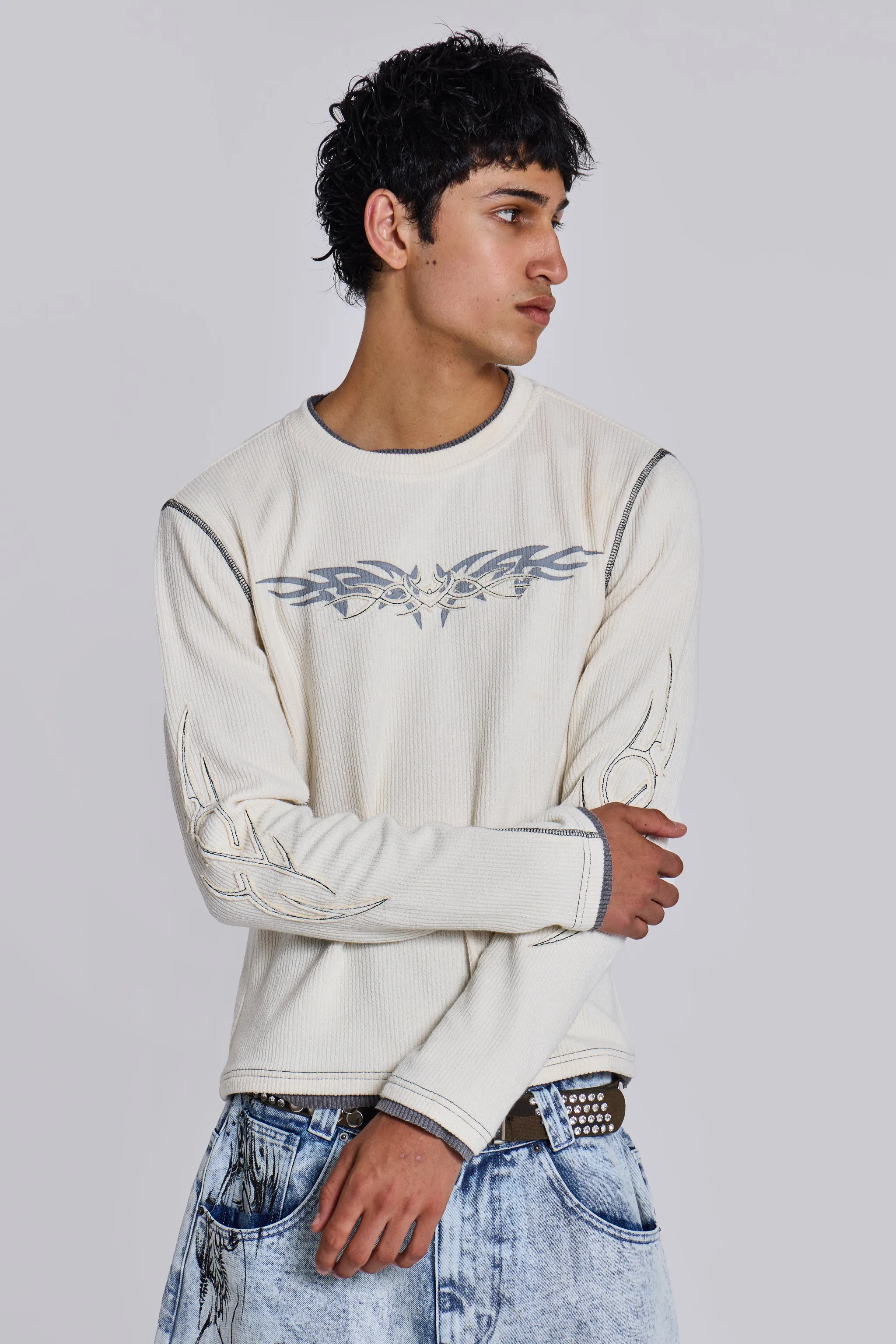 トップス jaded london thermal tee Jaded London Asymmetric Spliced Two-Tee Top in Gray | Lyst