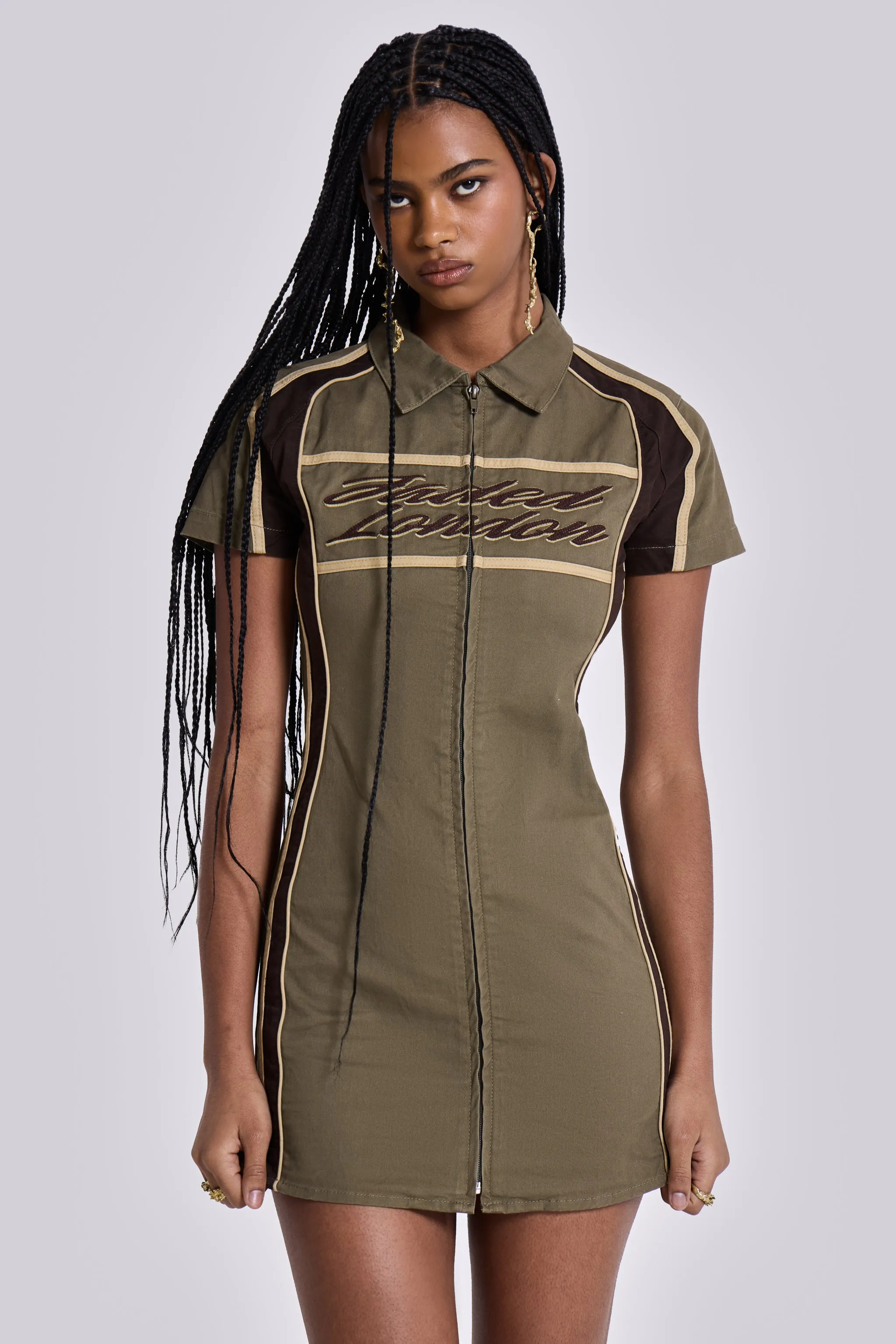 Racer Dress in Khaki sold by Jaded London product image thumbnail 3