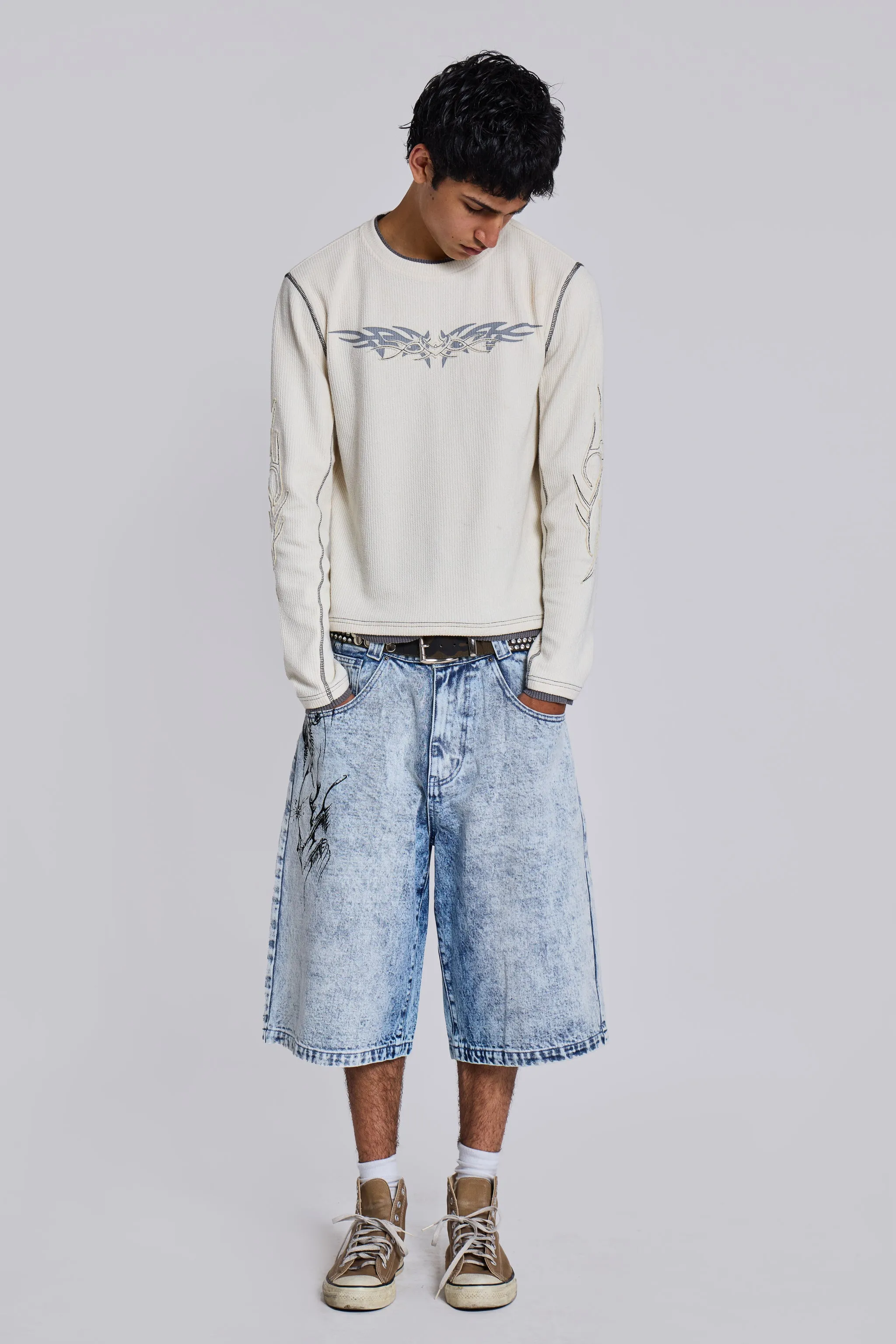 Off White Tattoo Applique Tee sold by Jaded London product image thumbnail 3