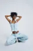 Powder Blue Parachute Cargo Pants sold by Jaded London