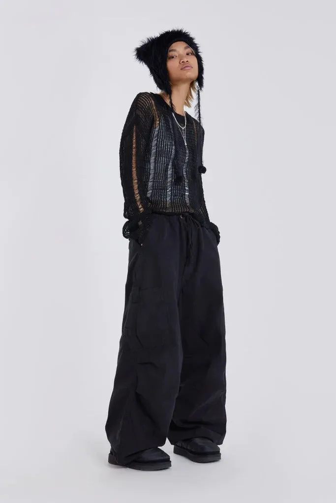 Black Parachute Cargo Pants sold by Jaded London product image thumbnail 4