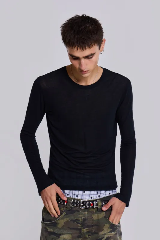 Black Mist Long Sleeve Top sold by Jaded London