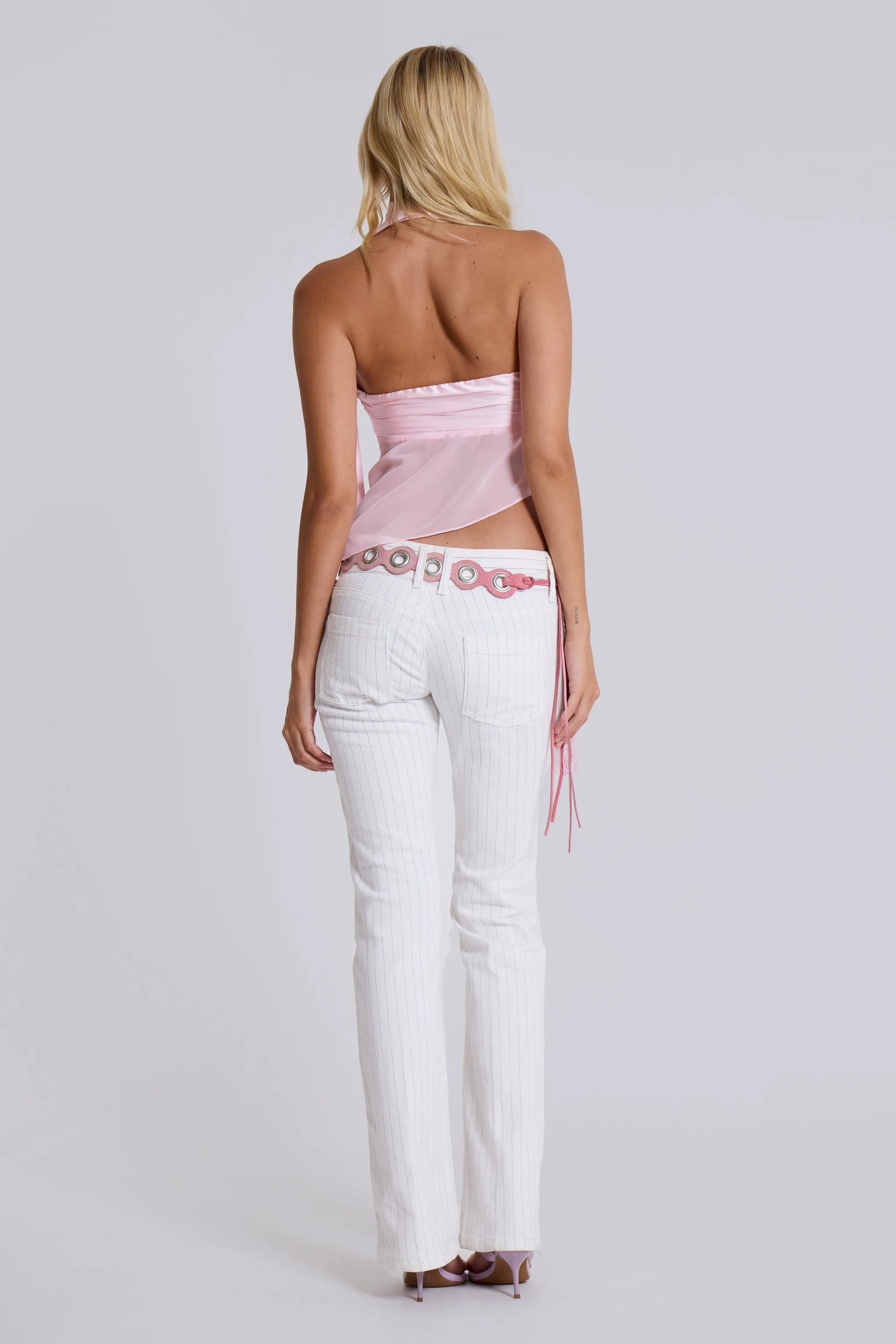 White Pinstripe Thirteen Jeans sold by Jaded London product image thumbnail 3