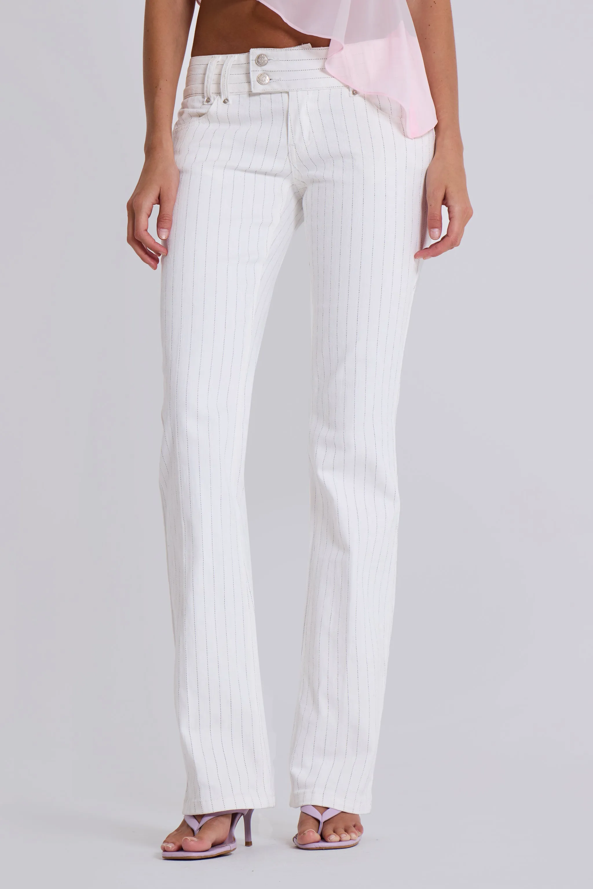 White Pinstripe Thirteen Jeans sold by Jaded London product image thumbnail 2