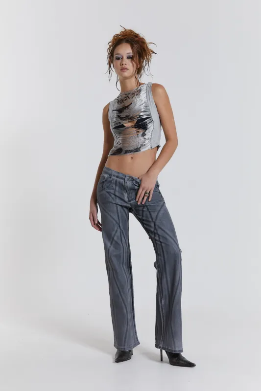 Axel Hand Painted Denim Straight Leg Jeans sold by Jaded London