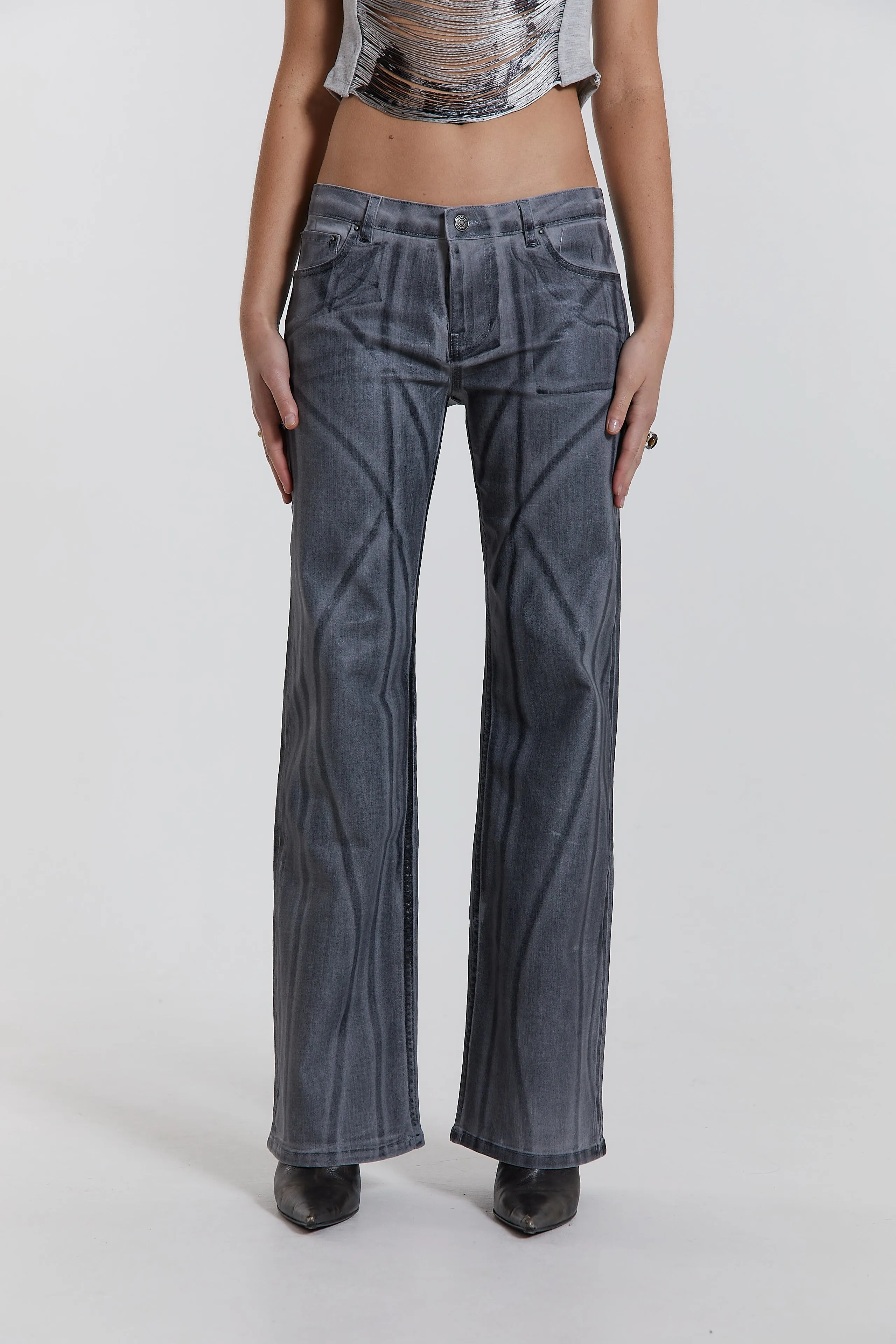 Axel Hand Painted Denim Straight Leg Jeans sold by Jaded London product image thumbnail 2