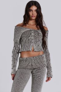 Kensu Off The Shoulder Knit Top sold by Jaded London