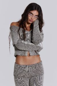 Kensu Off The Shoulder Knit Top sold by Jaded London