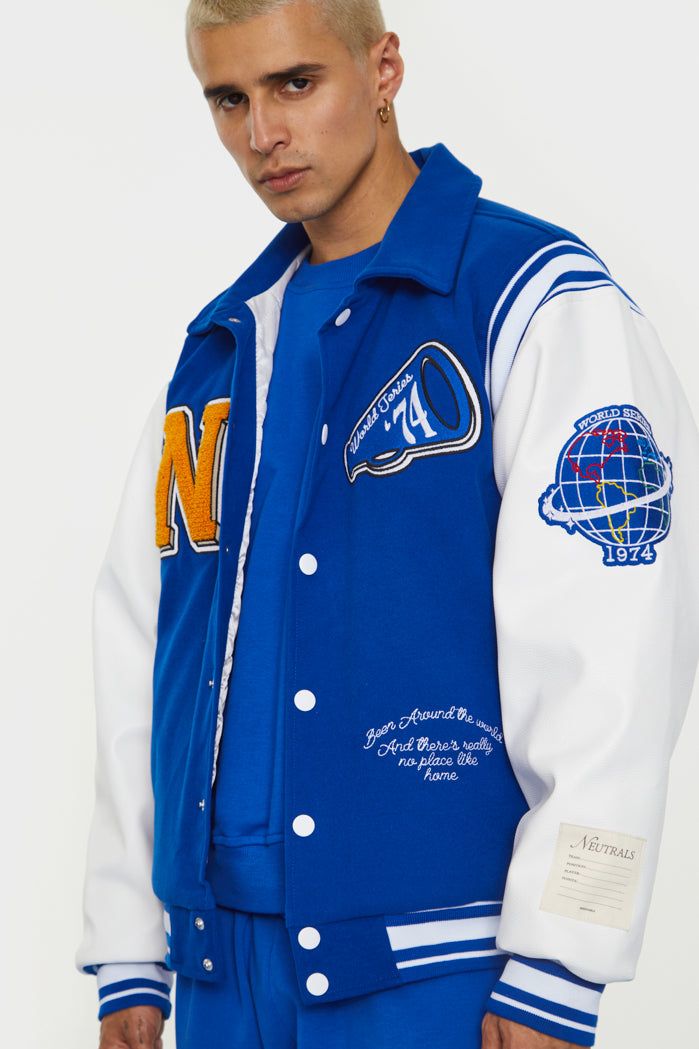 NTRLS Blue Varsity Jacket sold by Jaded London product image thumbnail 4