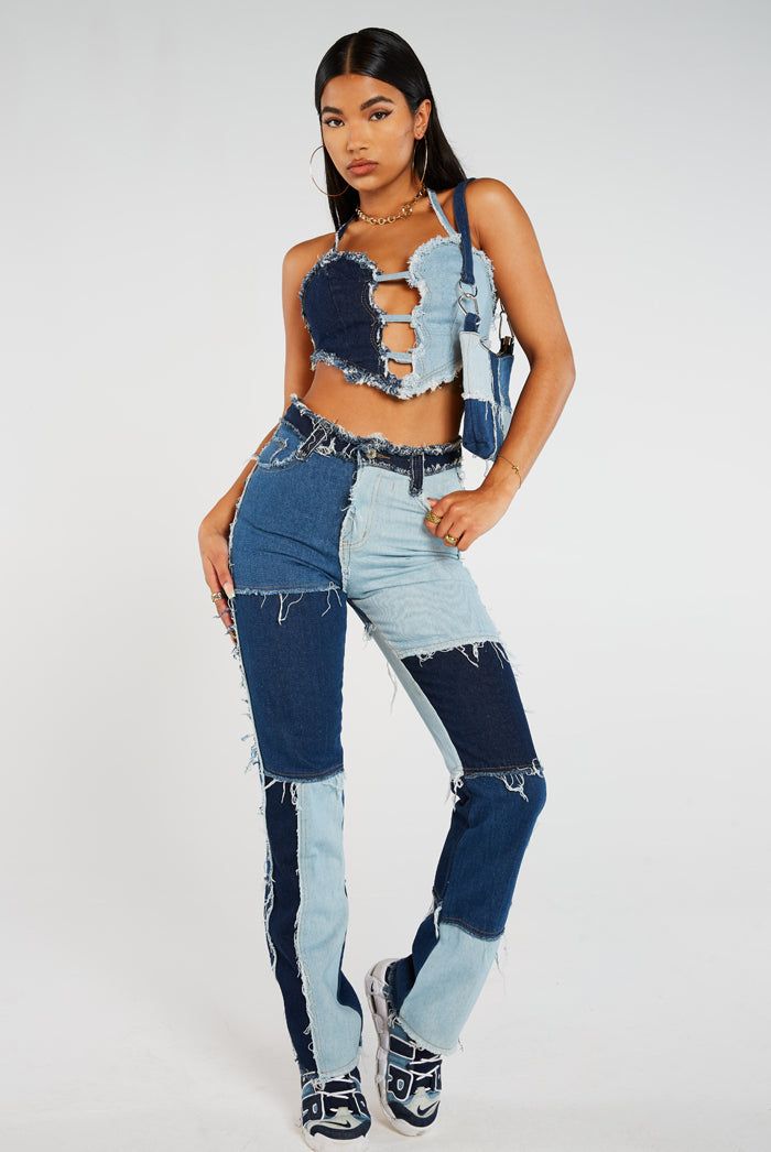 Patchwork Denim Boyfriend Jeans sold by Jaded London product image thumbnail 2