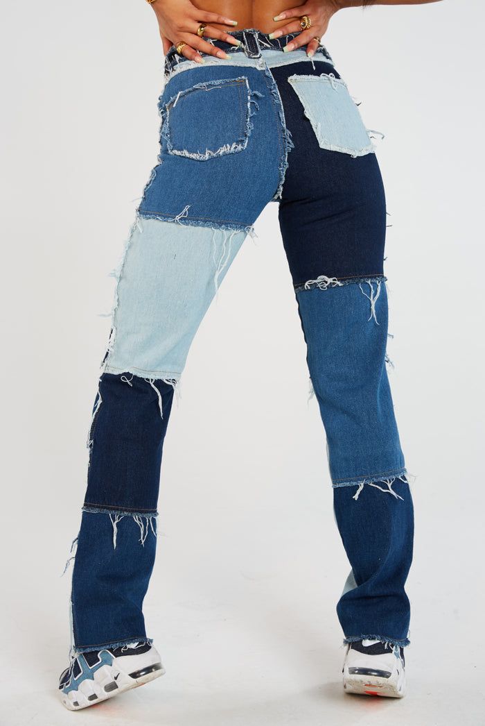 Patchwork Denim Boyfriend Jeans sold by Jaded London product image thumbnail 4
