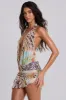Mini Cindy Plunge Dress in Leopard sold by Jaded London