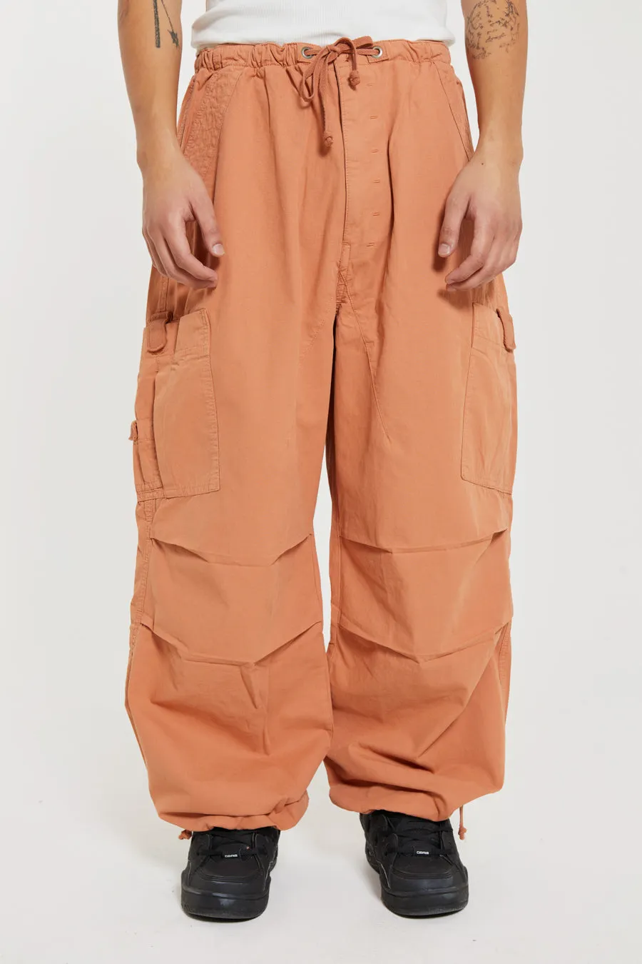 Rust Orange Parachute Cargo Pants sold by Jaded London