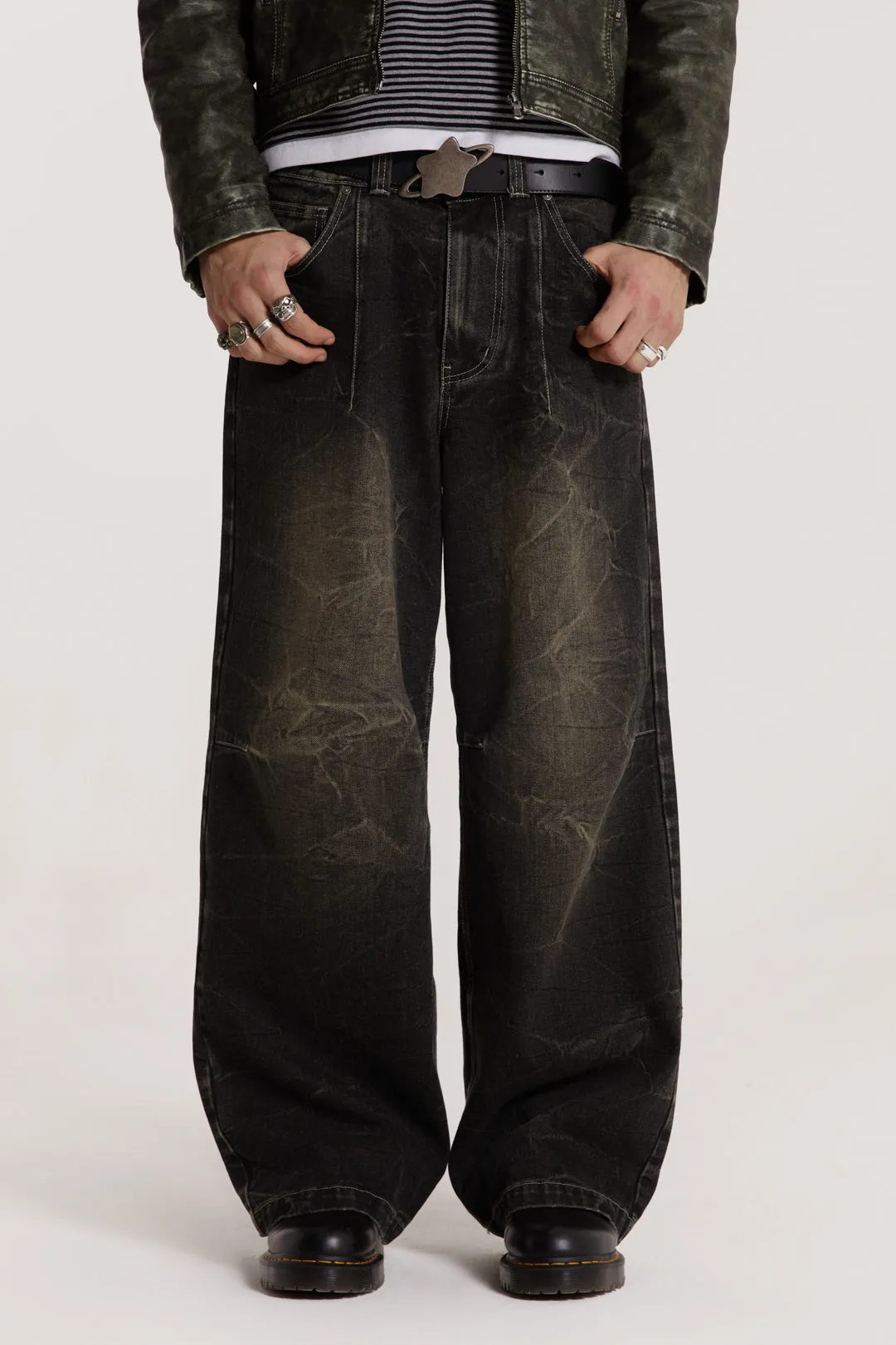 Washed Black Razor Jeans sold by Jaded London